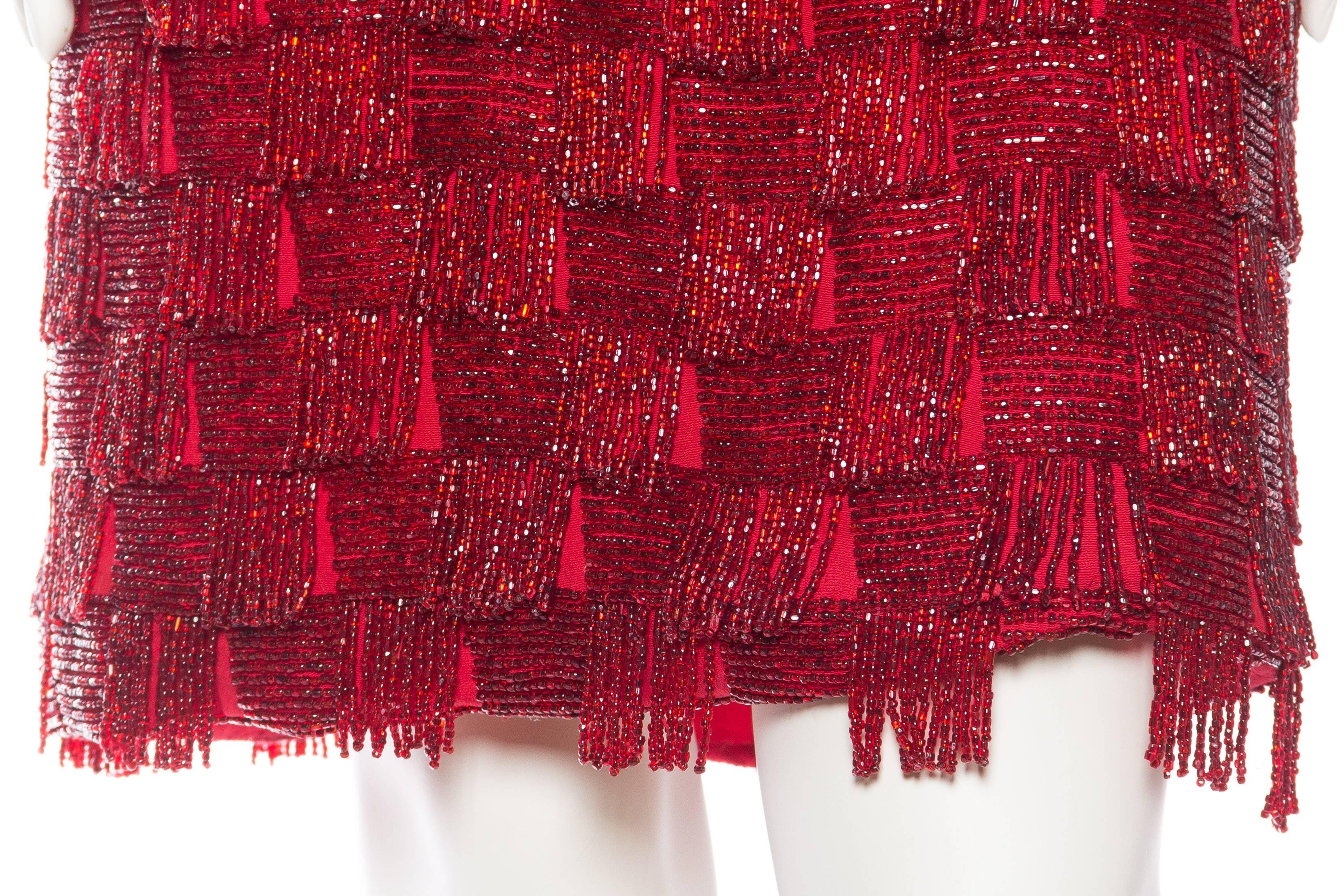 1950s Solid Beaded Fringe Dress Attributed to Jean Dessés 4