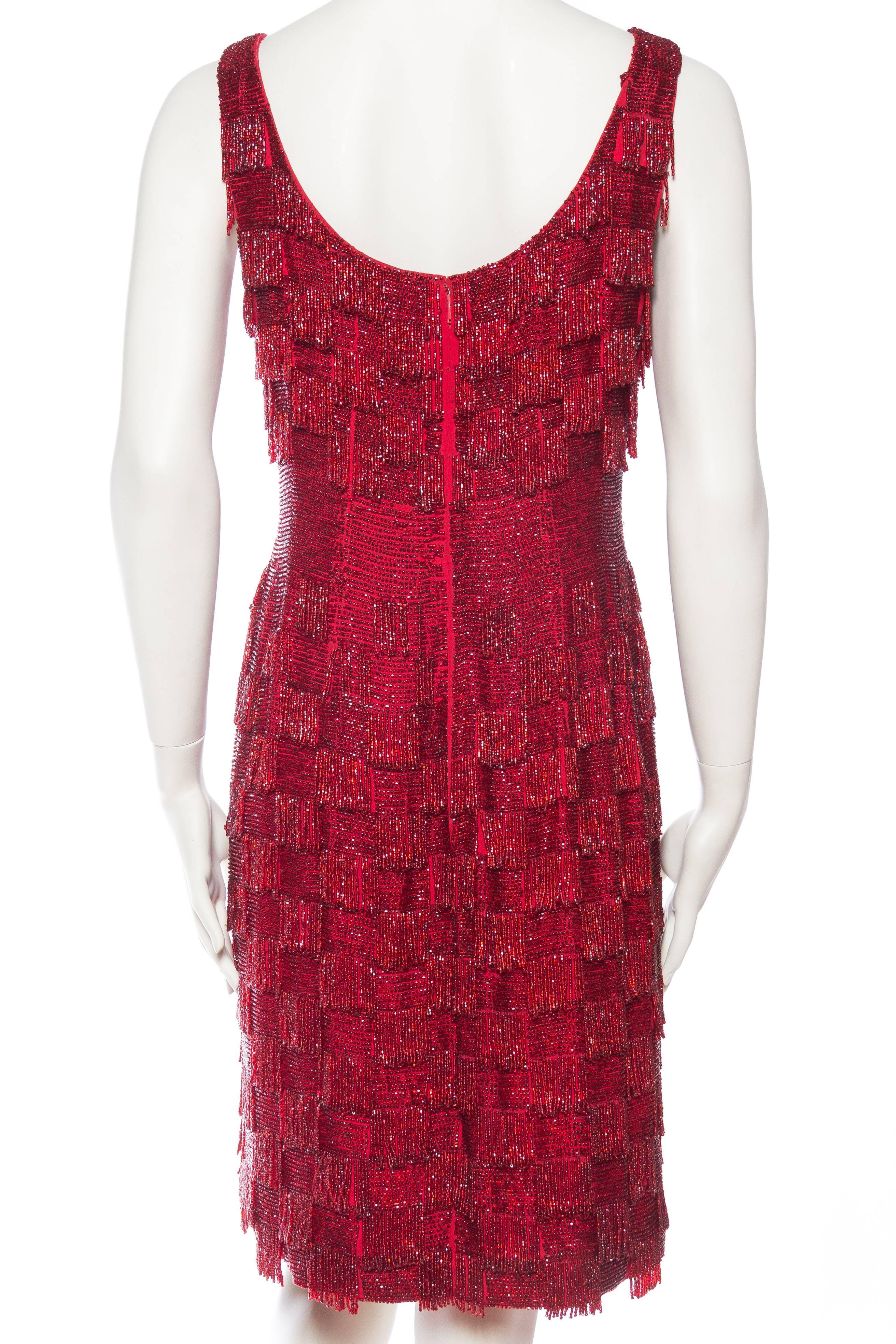 1950s Solid Beaded Fringe Dress Attributed to Jean Dessés 2