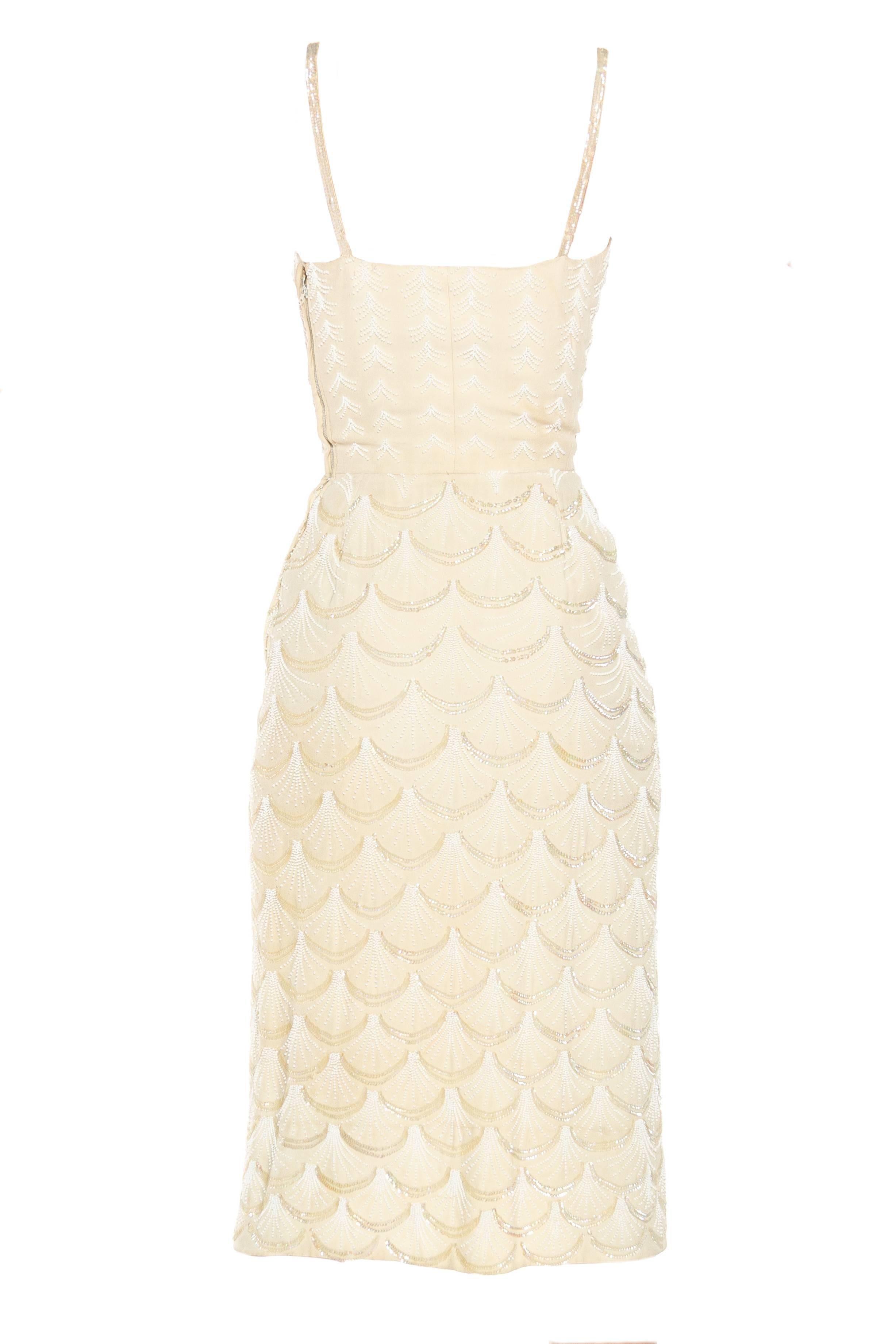 1950s Fontana Couture Beaded White Dress In Good Condition In New York, NY