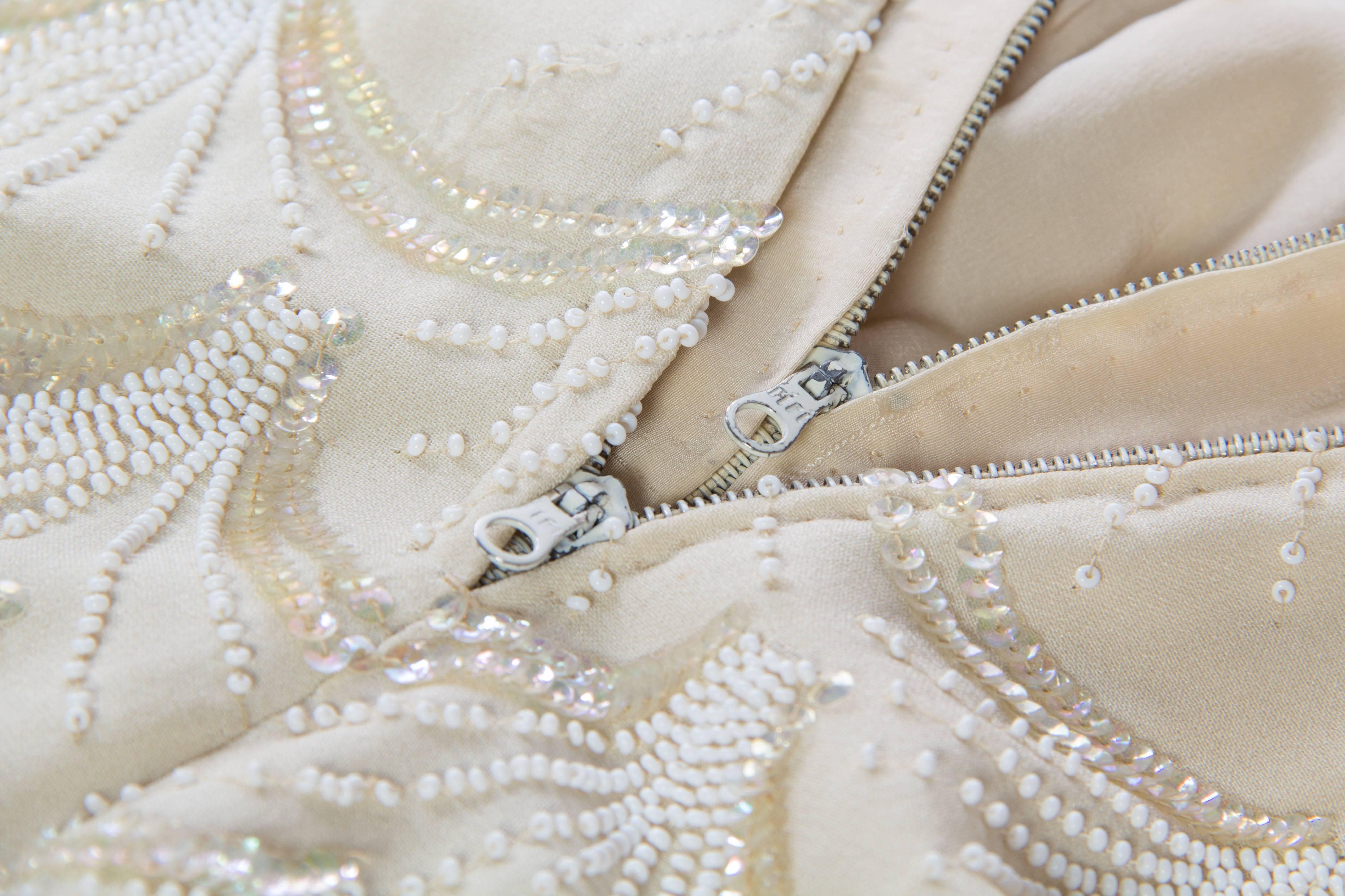 1950s Fontana Couture Beaded White Dress 1