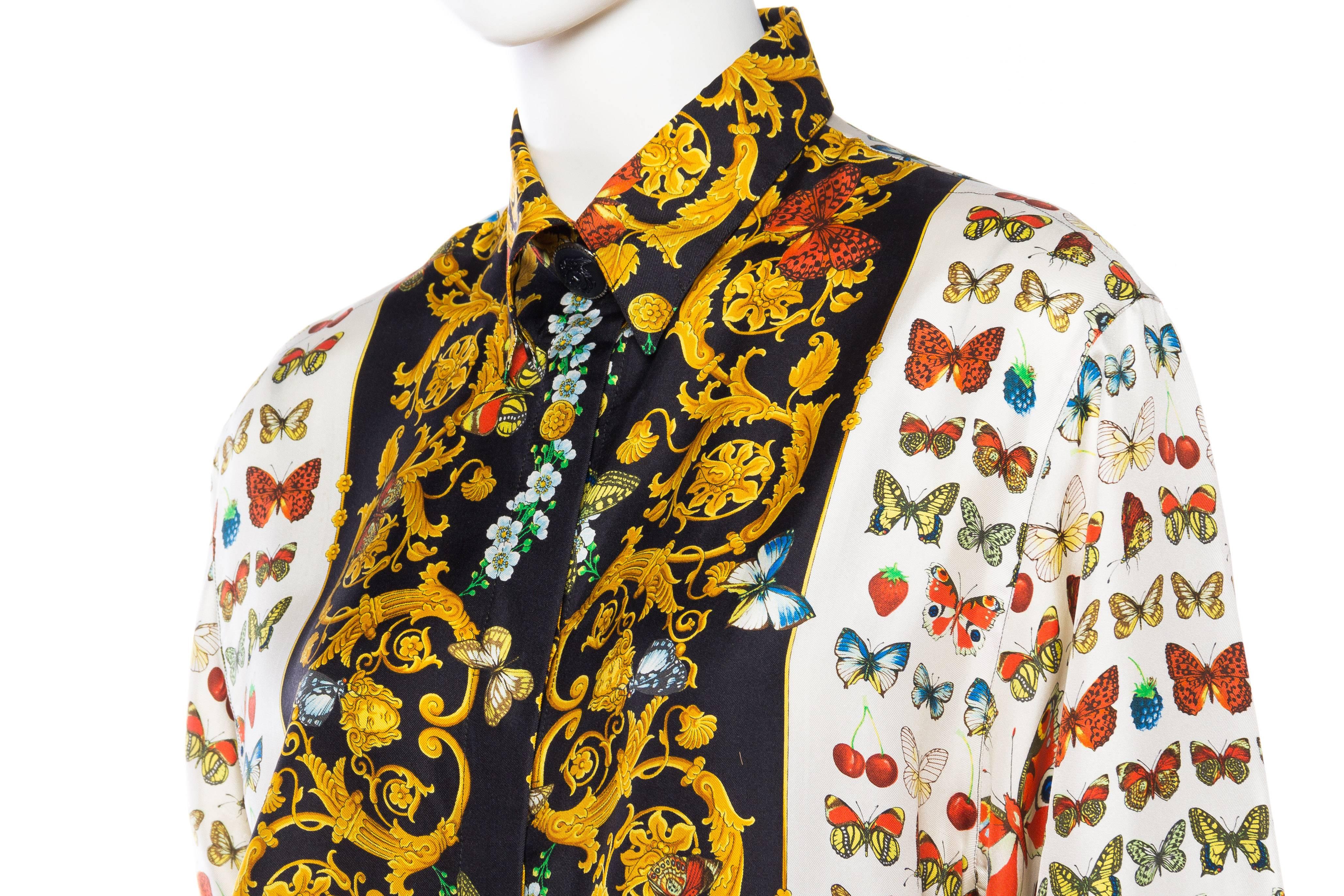 Women's or Men's 1990s Gianni Versace Couture Gold Rococo with Butterflies and iconic Medusa