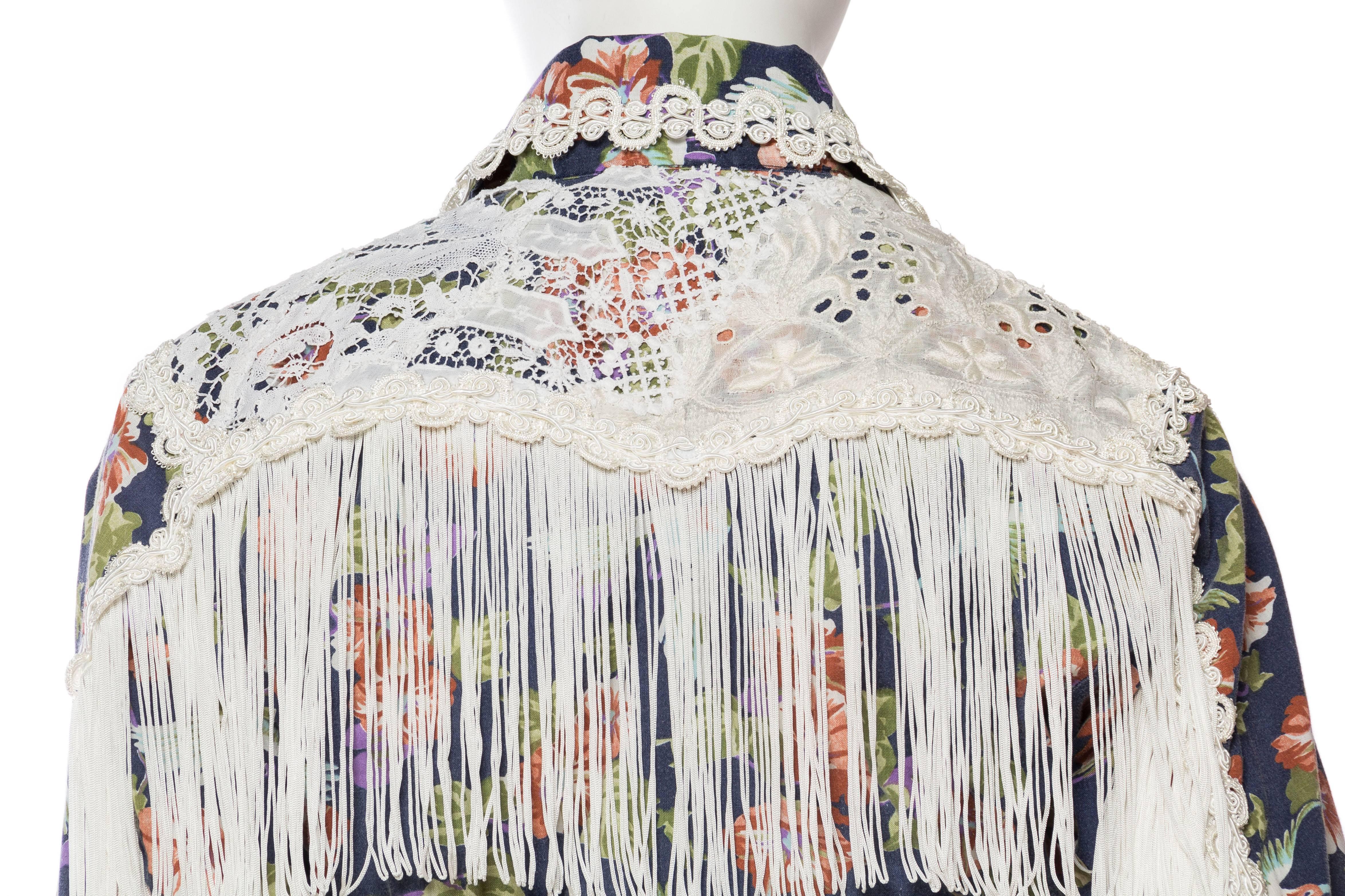 Floral Western Shirt with Fringe and Victorian Lace 3