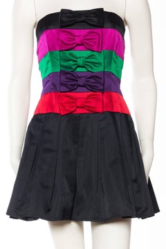 1980s Strapless Albert Nipon Demi-Couture Silk Dress with Bows