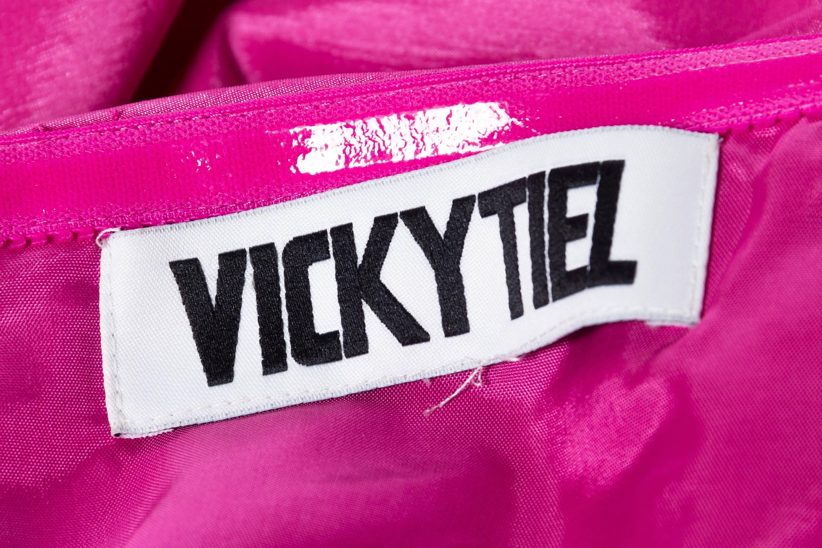 1980s Vicky Tiel Ruffled Taffeta Dress 6