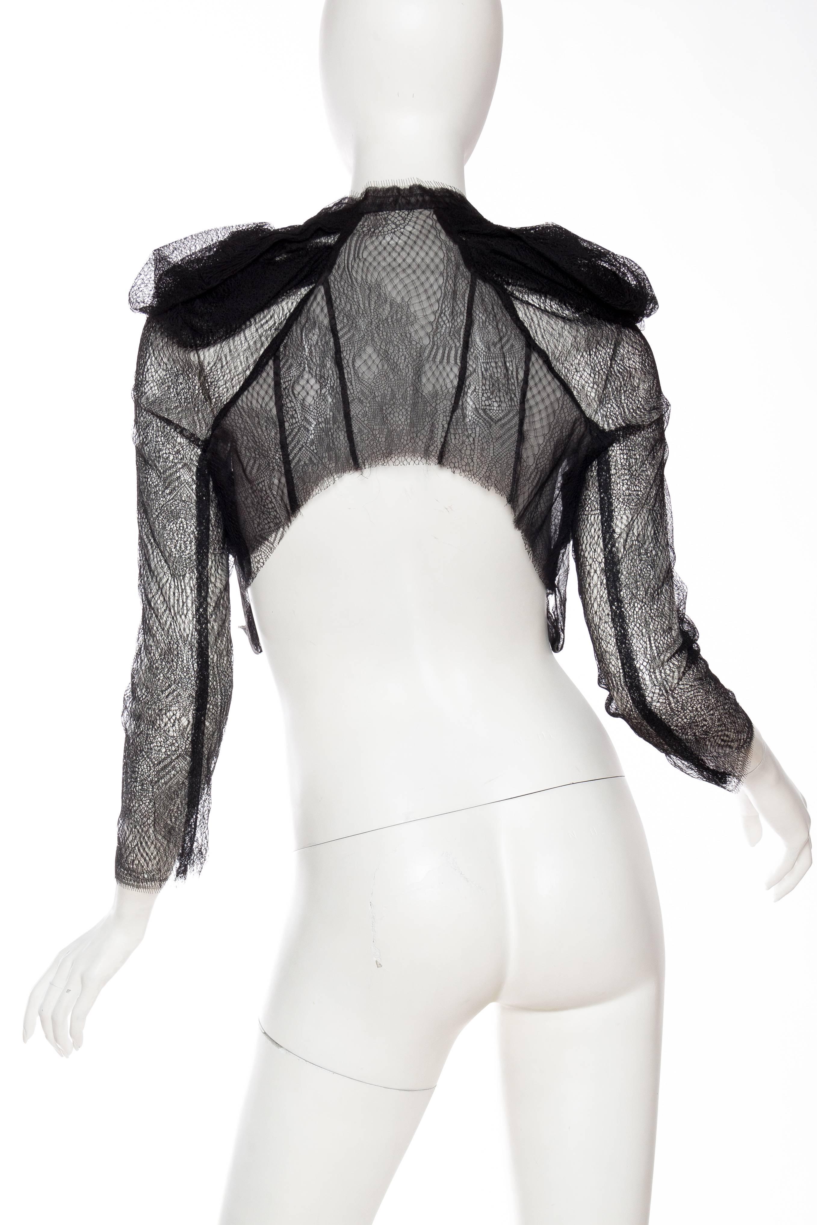 Black Silk and Lace Deconstructed Bolero Shrug by Sharon Wauchob
