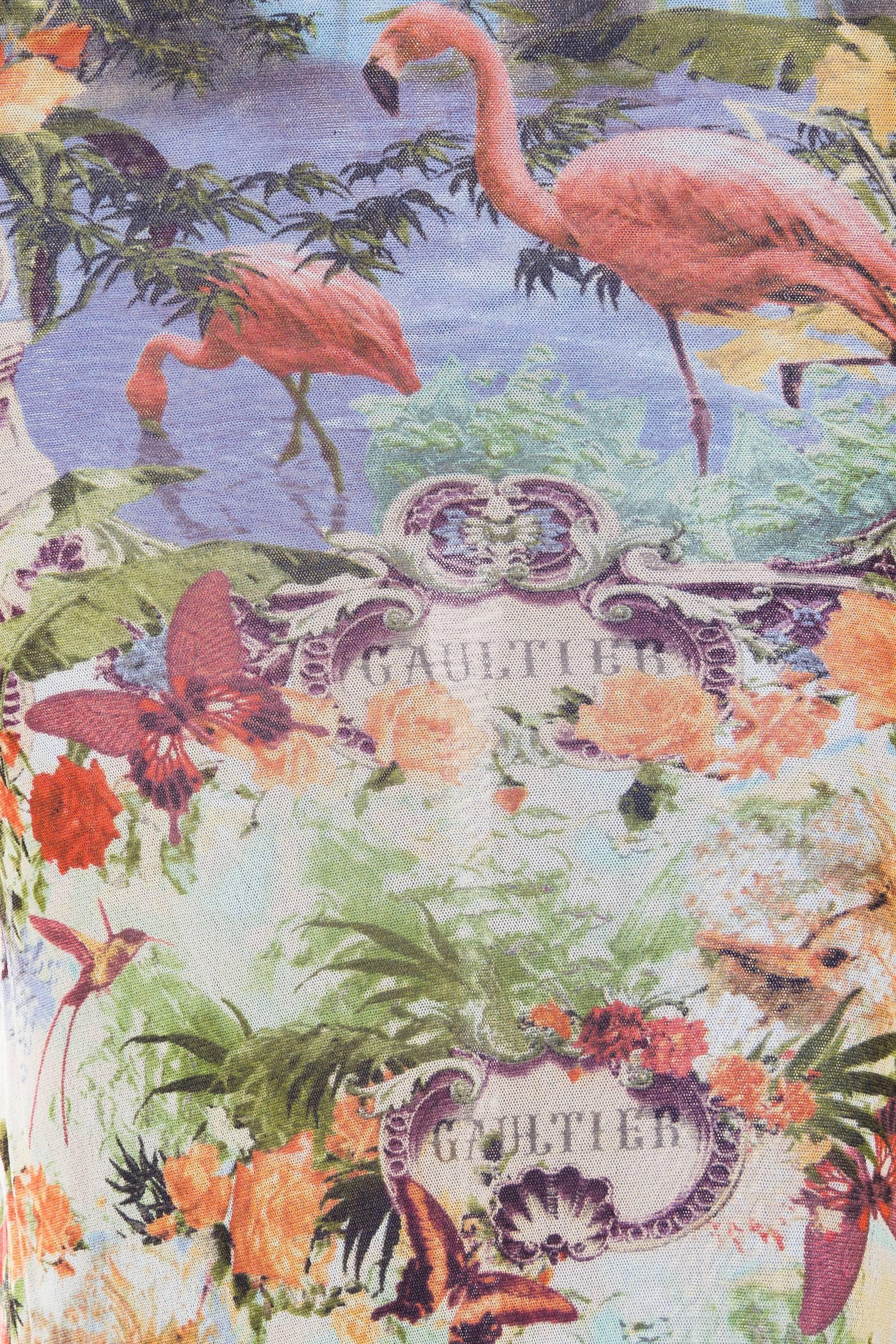 Jean Paul Gaultier Tropical Sheer Flamingo Dress 3