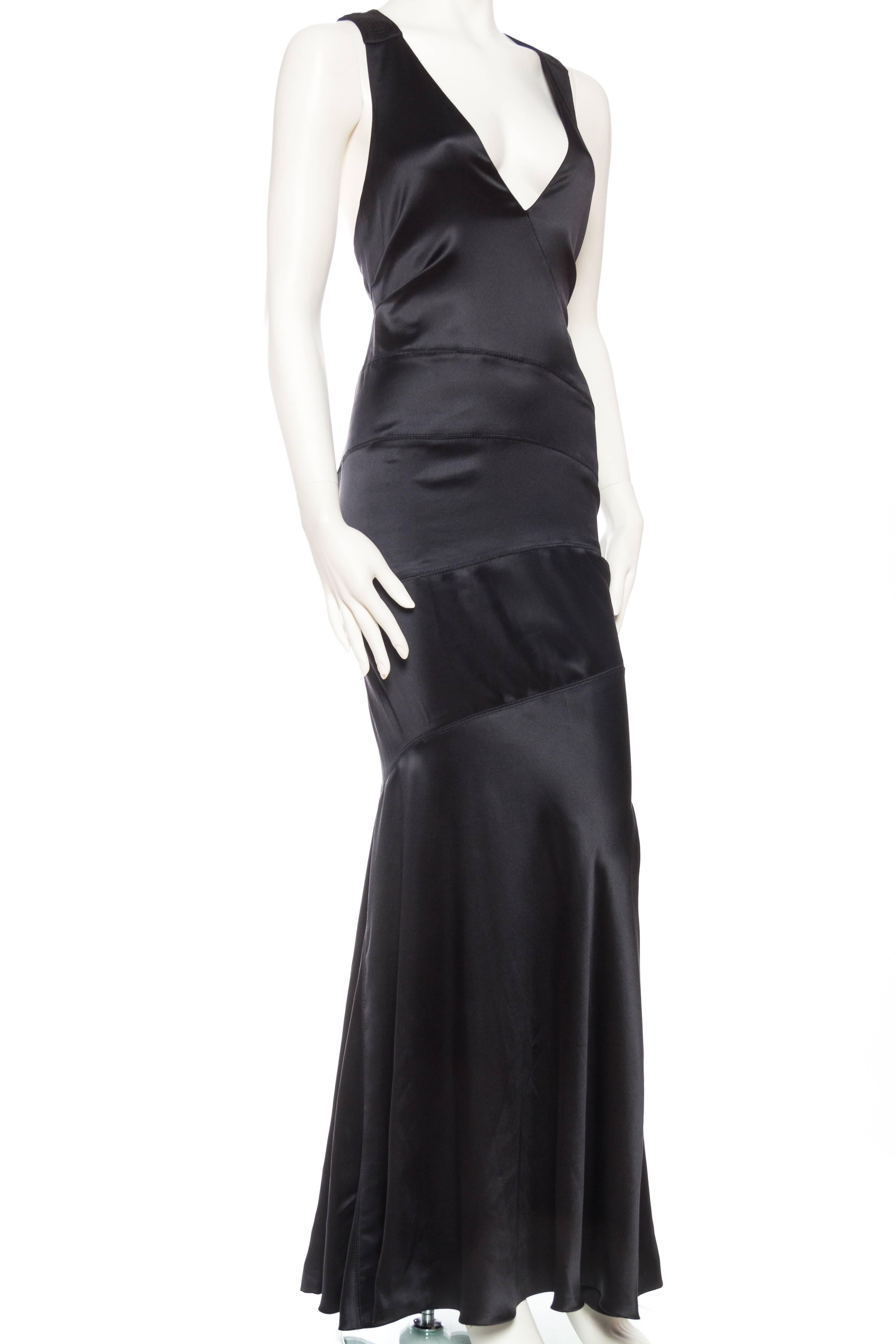 Black 1990s Va-Va-Voom Gianni Versace Satin Bias Gown