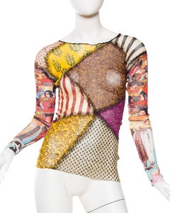Jean Paul Gaultier Sheer Deconstructed Patchwork Mesh Top