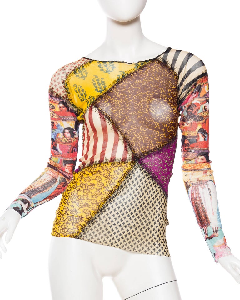 Jean Paul Gaultier Sheer Deconstructed Patchwork Mesh Top at 1stDibs | sheer patchwork top, jean 