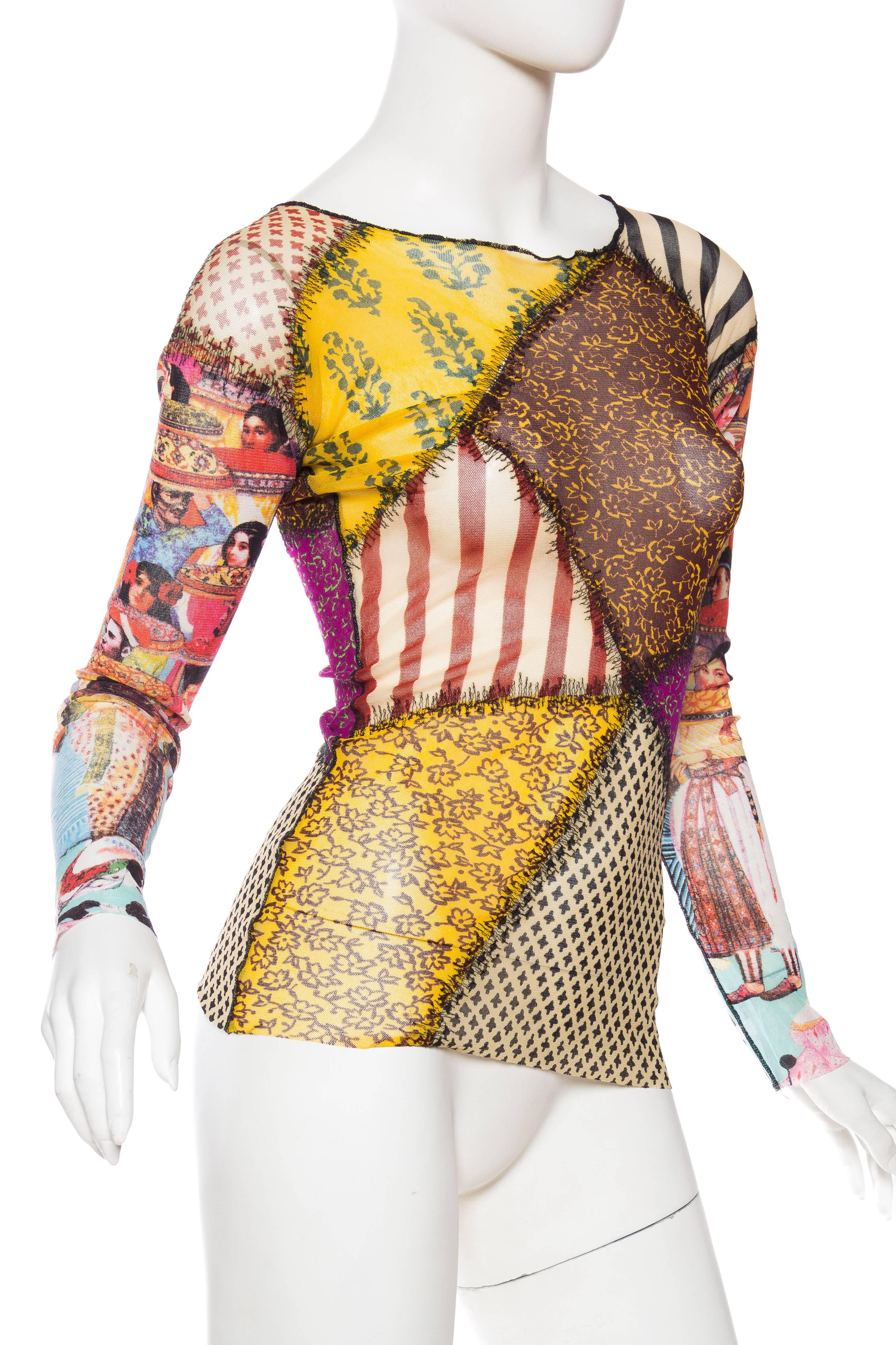 sheer patchwork top