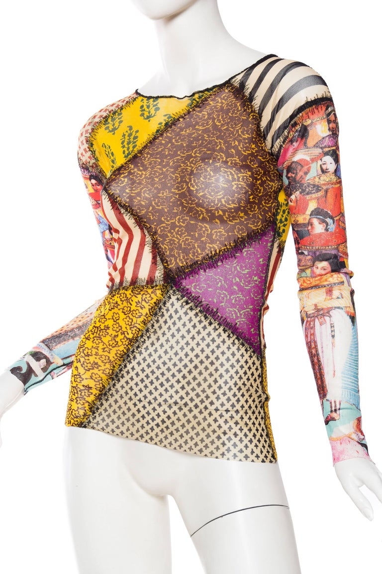 Jean Paul Gaultier Sheer Deconstructed Patchwork Mesh Top at 1stDibs | sheer patchwork top, jean 