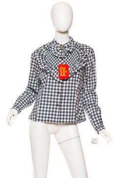 2000 VIVIENNE WESTWOOD Cotton Gingham Ruffled Heart Blouse  NWT