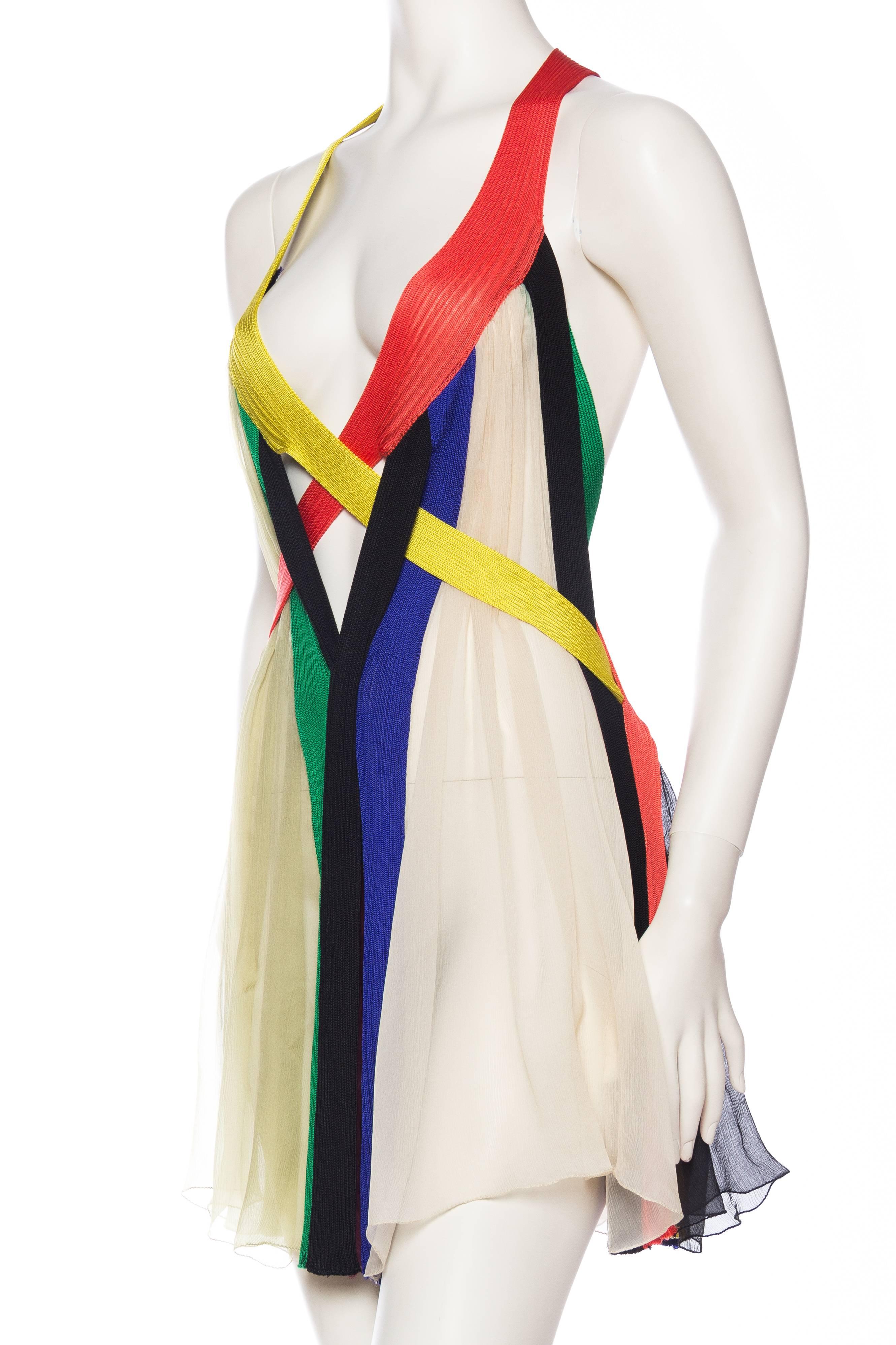 Jean Paul Gaultier Sheer Rainbow Strap Dress 1
