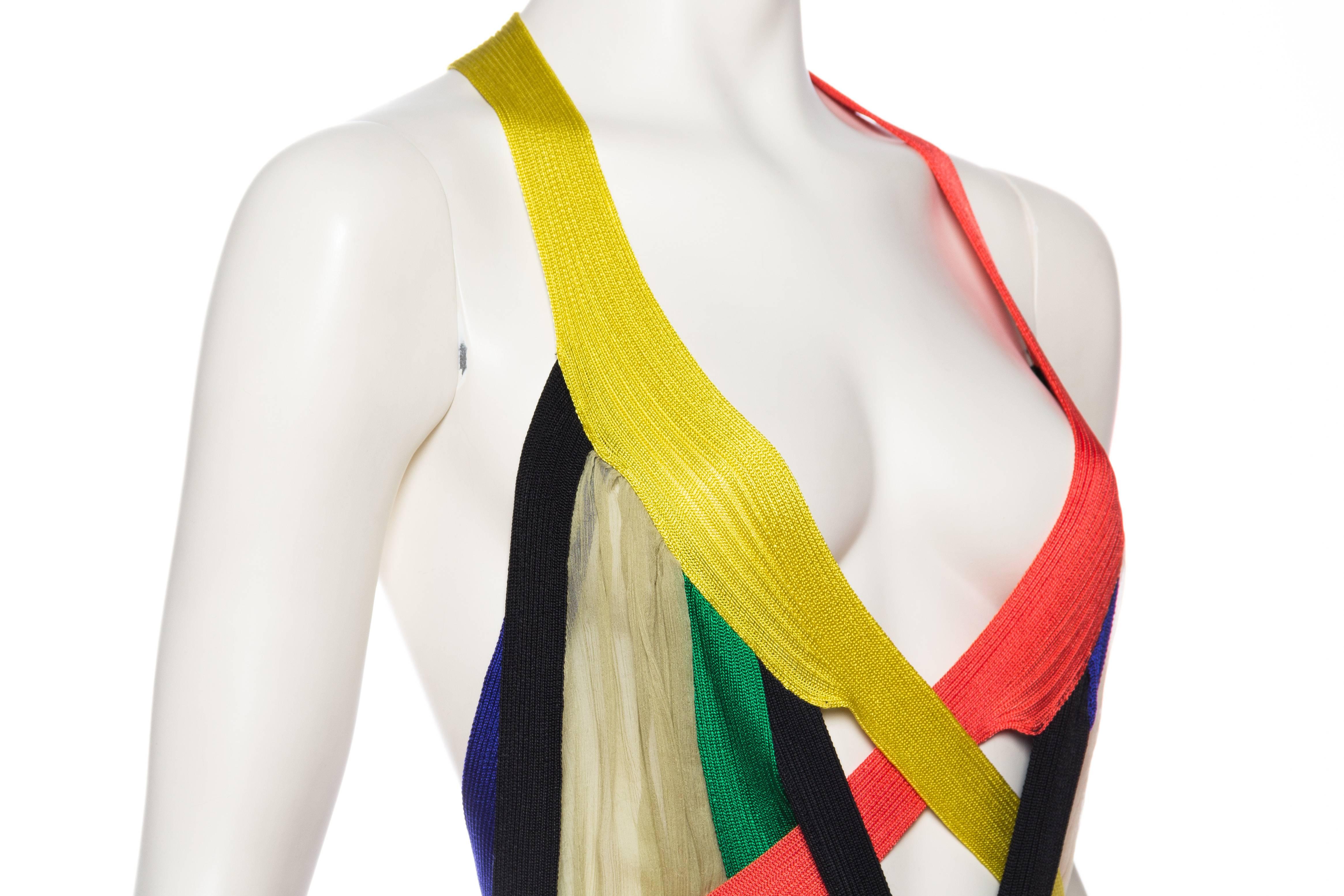 Jean Paul Gaultier Sheer Rainbow Strap Dress 3