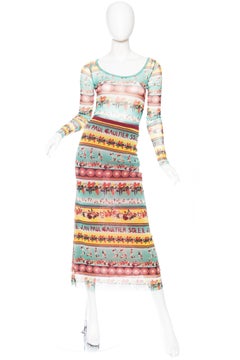 1990s Sheer Jean Paul Gaultier Tropical Parrot print Ensemble