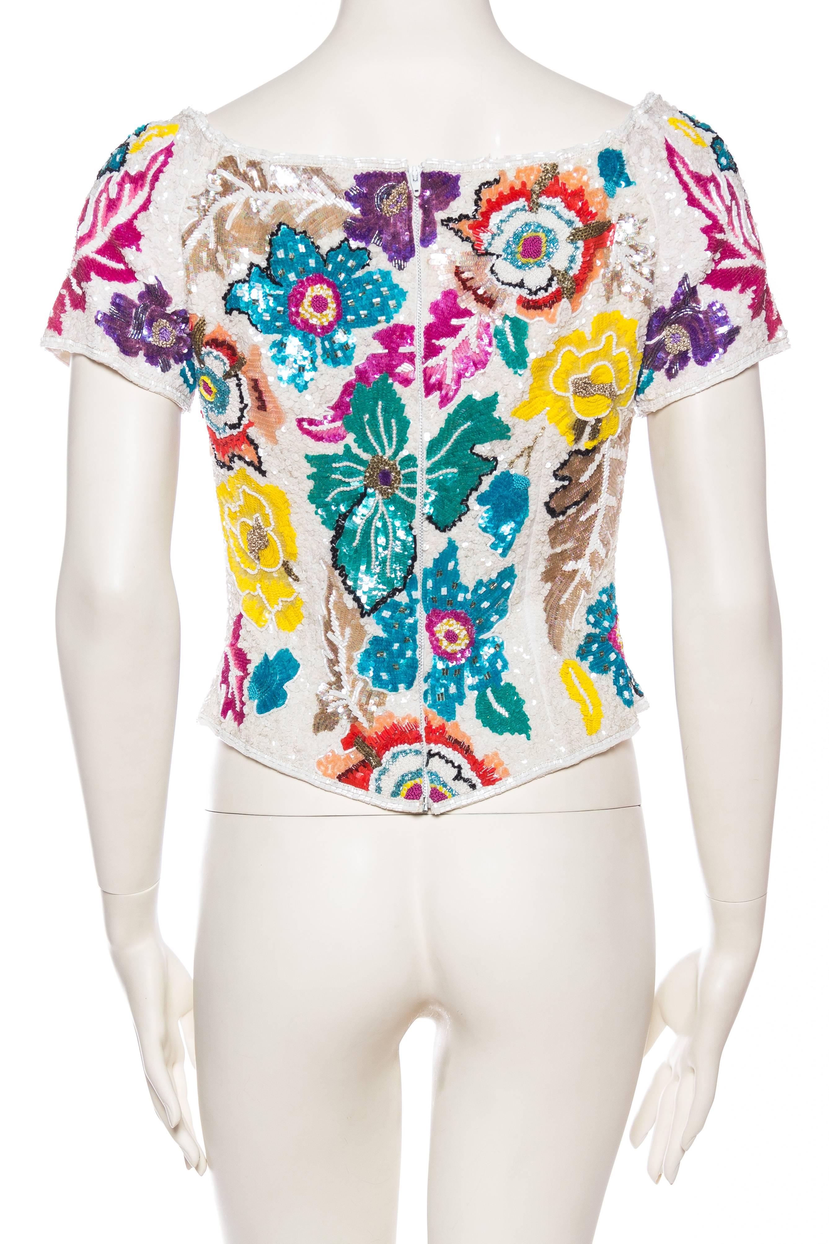 Tropical Beaded and Embroidered Richilene Top 1