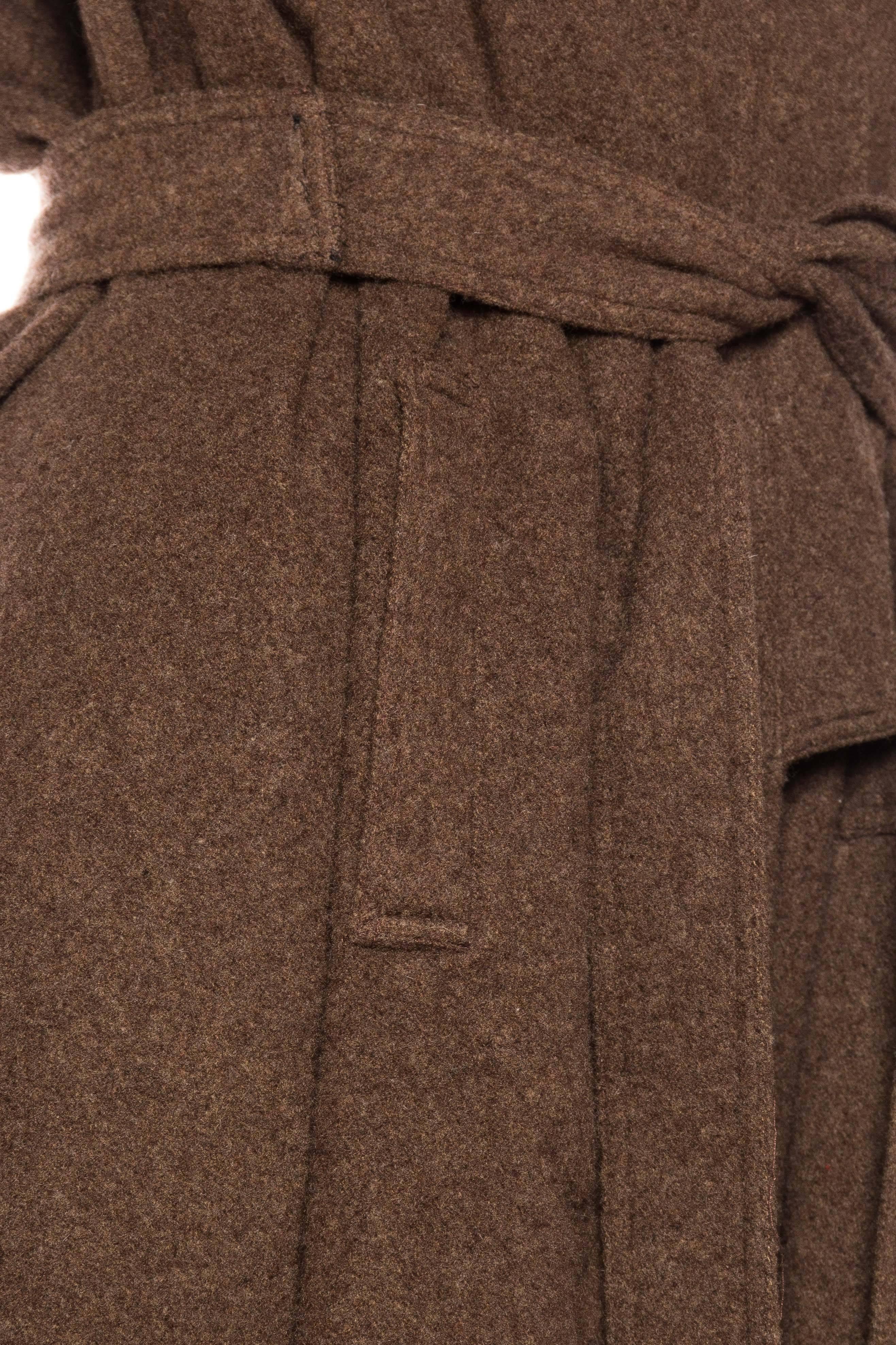 1980S Brown Wool Hooded Cape With Belt For Sale 5