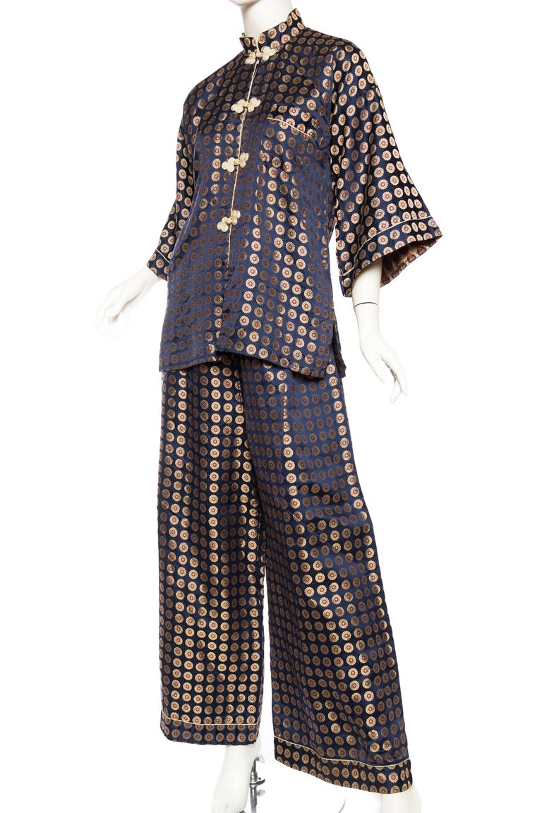 1940s Silk Chinese Lounge Pajamas at 1stDibs