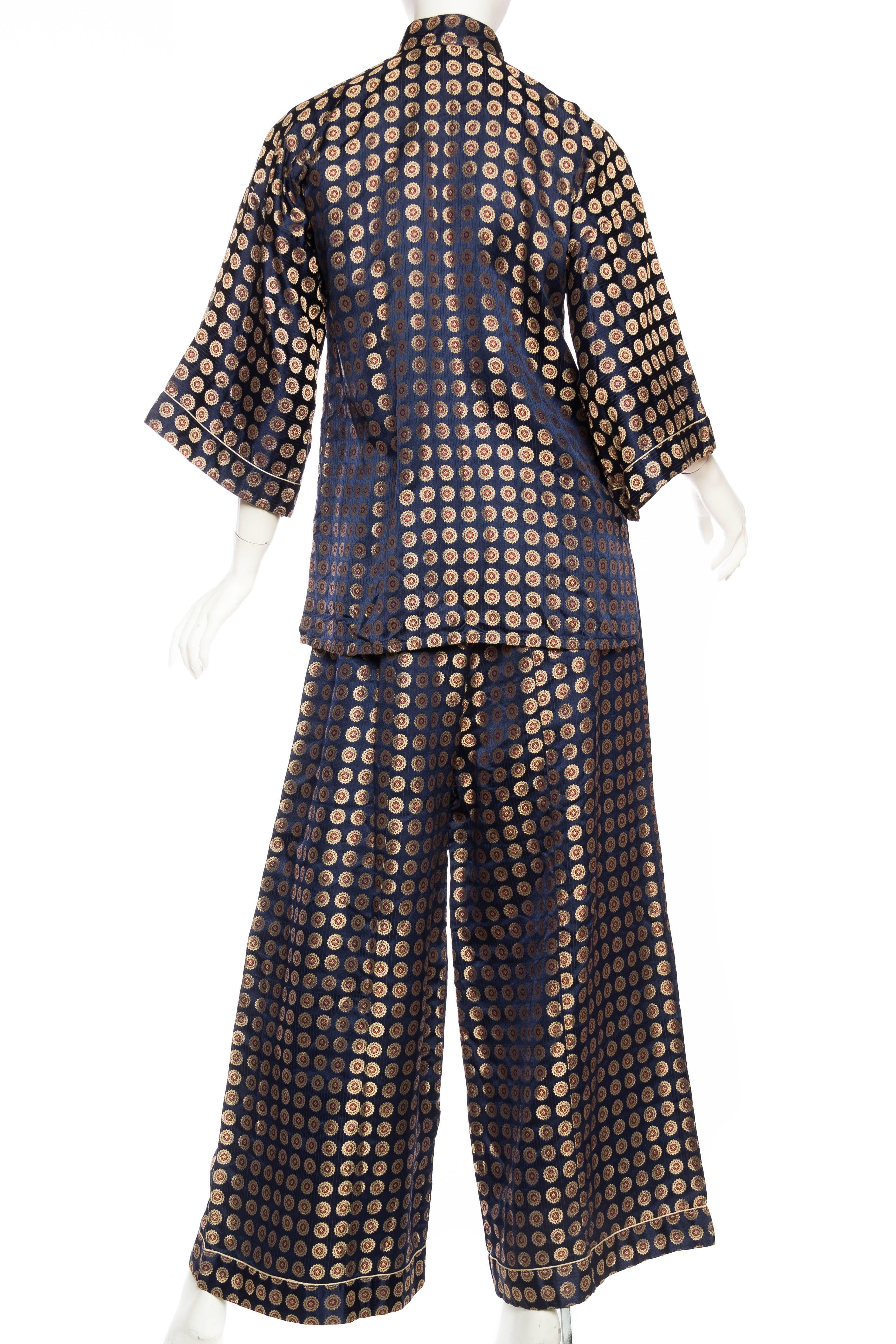 1940s Silk Chinese Lounge Pajamas 1