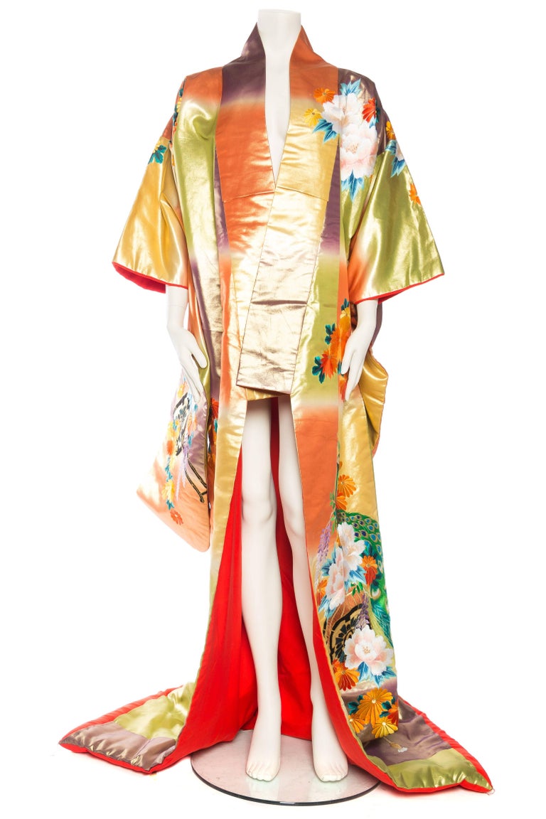 Metallic Gold Peacock Japanese Kimono at 1stDibs