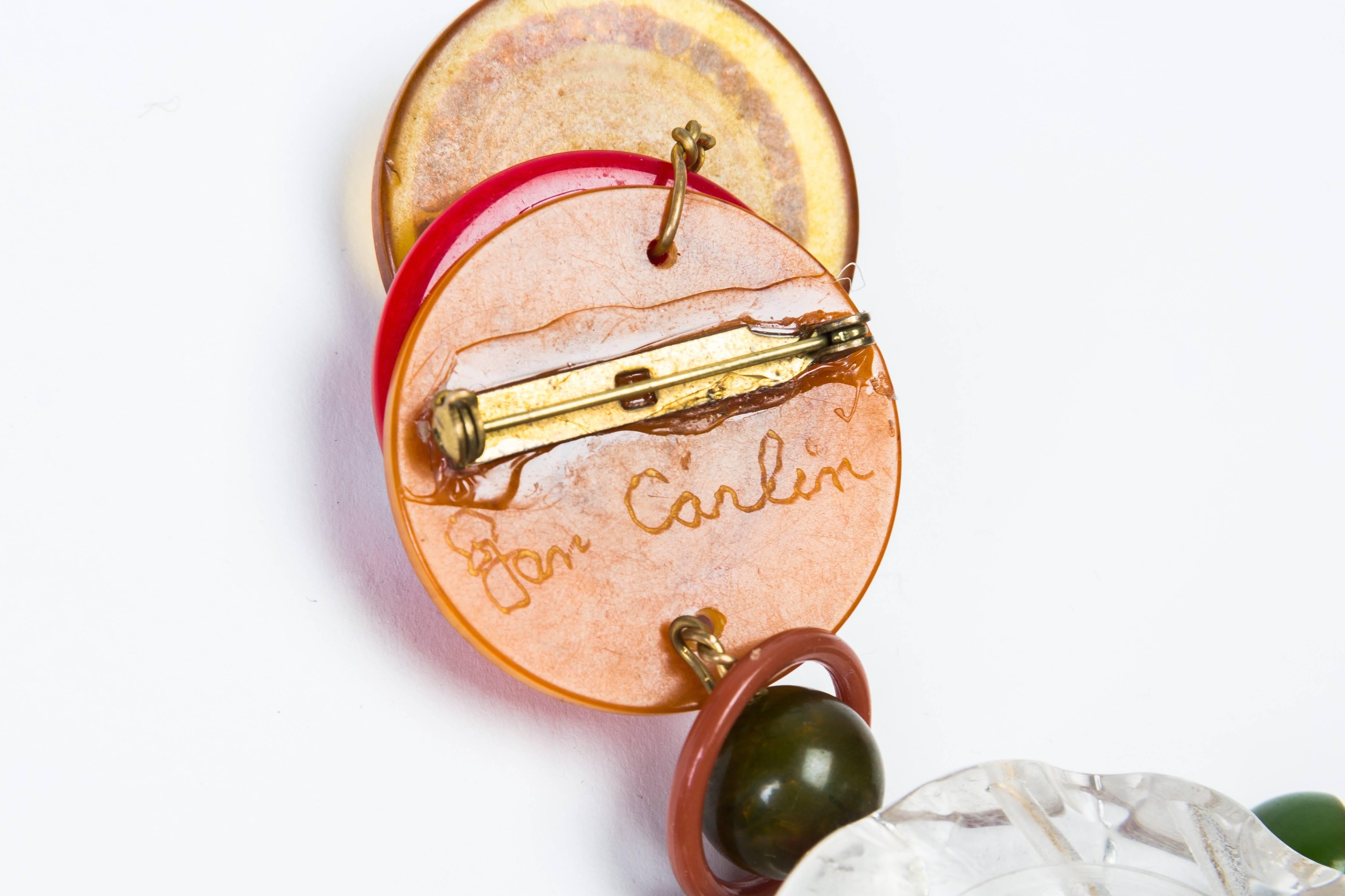 Jan Carlin Bakelite Broach From the Collection of Iris Apfel In Excellent Condition In New York, NY