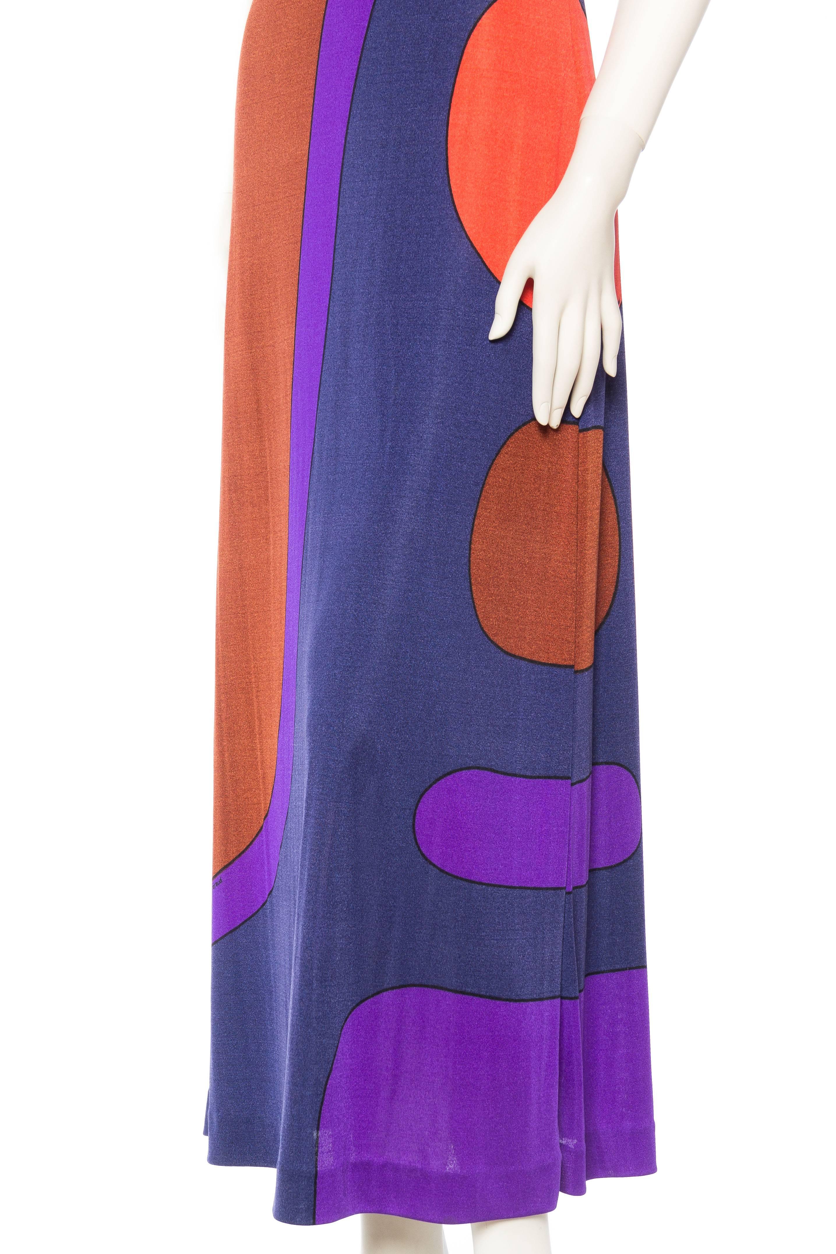 1960S LOUIS FÉRAUD Silk Jersey Large Scale Op-Art Mod Printed Dress 3