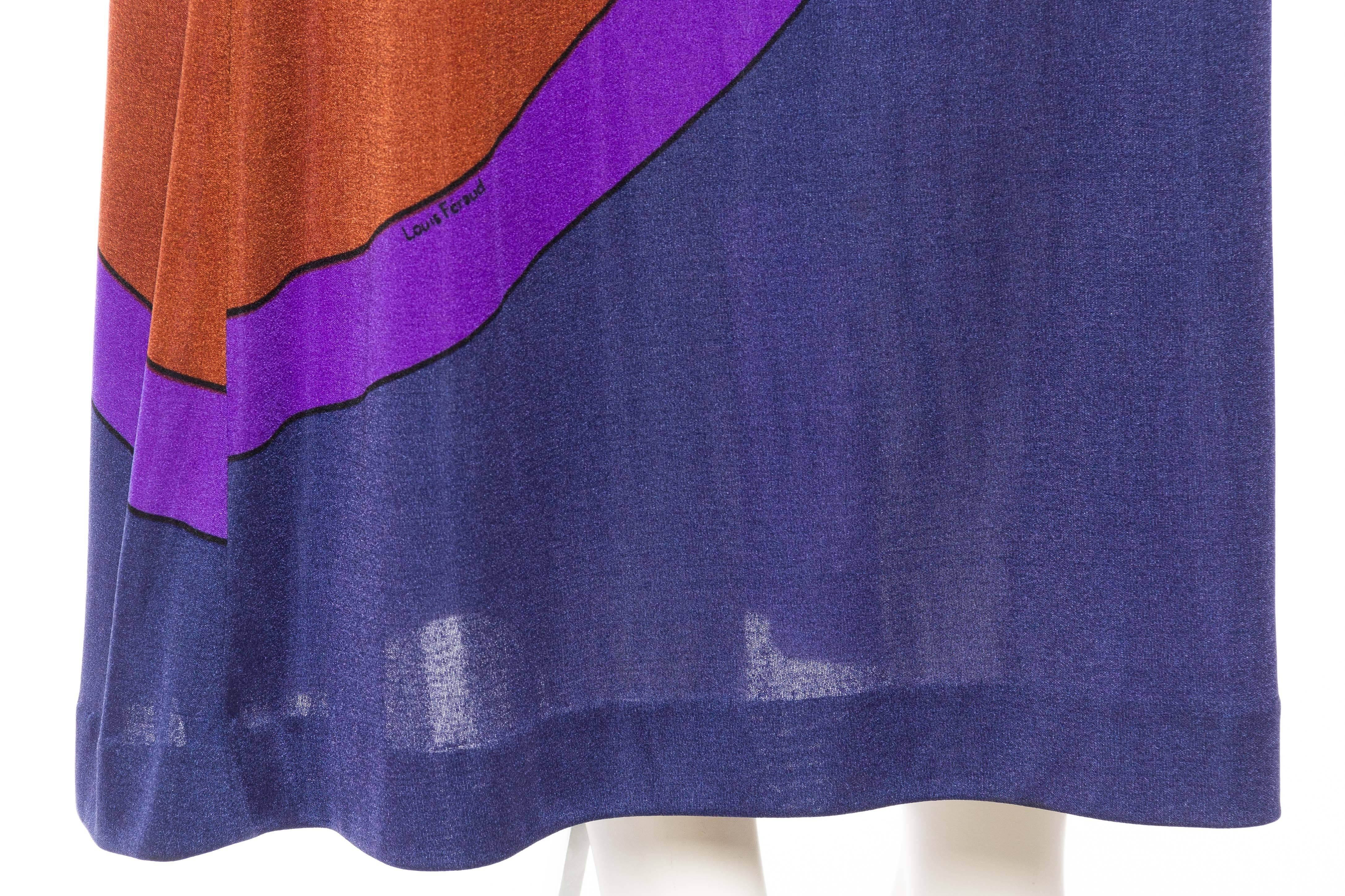 1960S LOUIS FÉRAUD Silk Jersey Large Scale Op-Art Mod Printed Dress 4