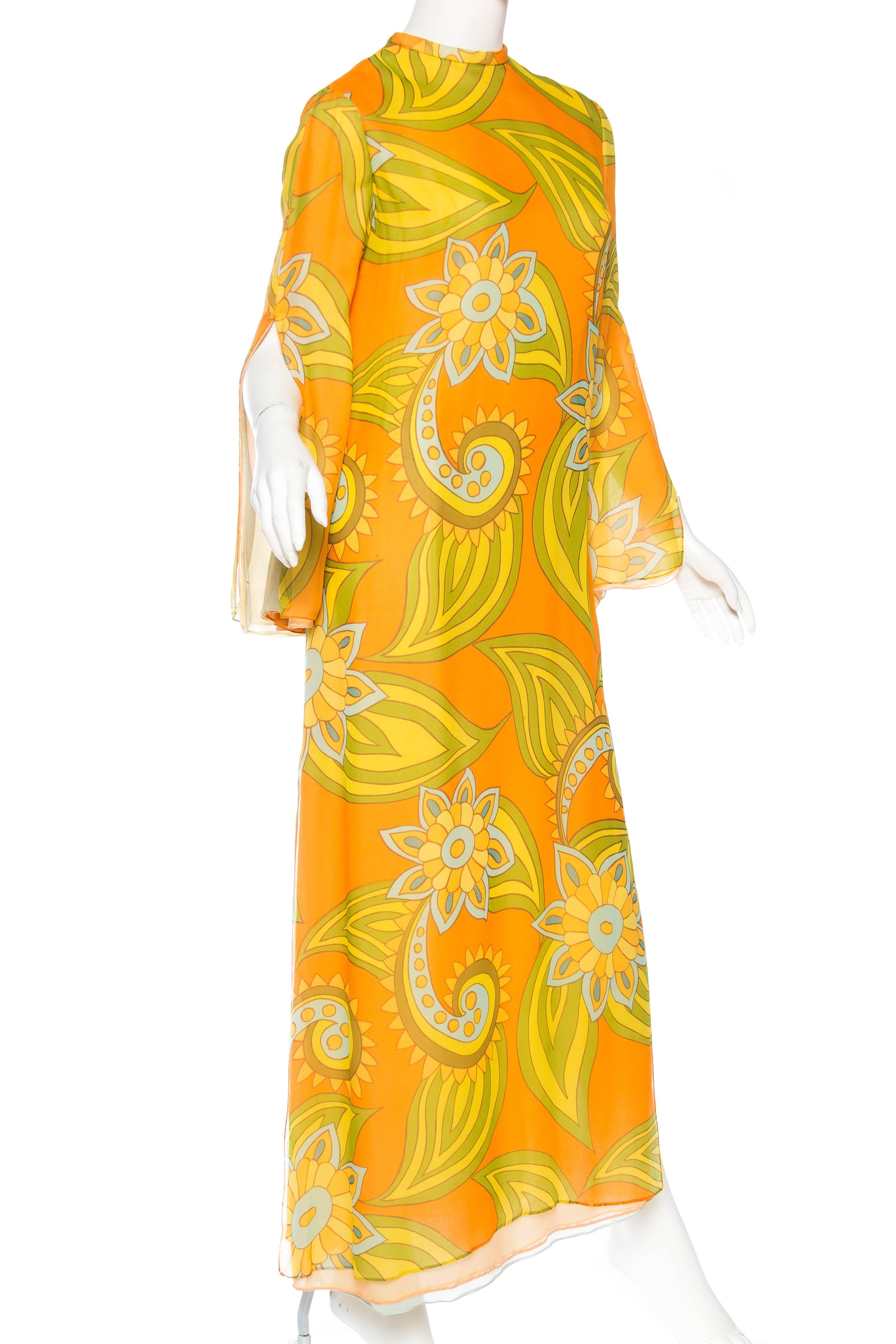 Yellow 1960s Malcolm Starr Chiffon Dress