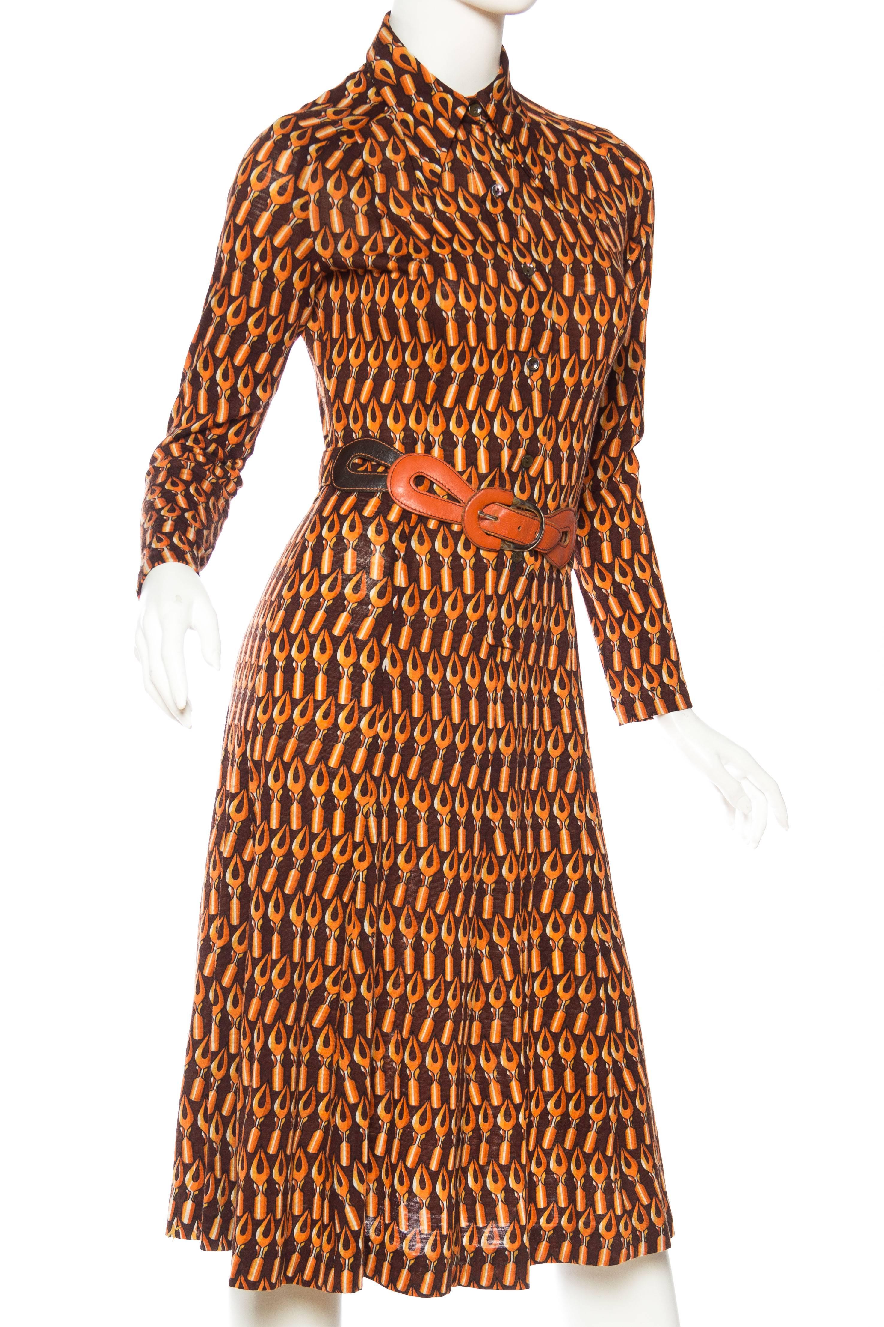 Brown 1970s Giovannozzi Italian Wool Jersey Dress for the Writer