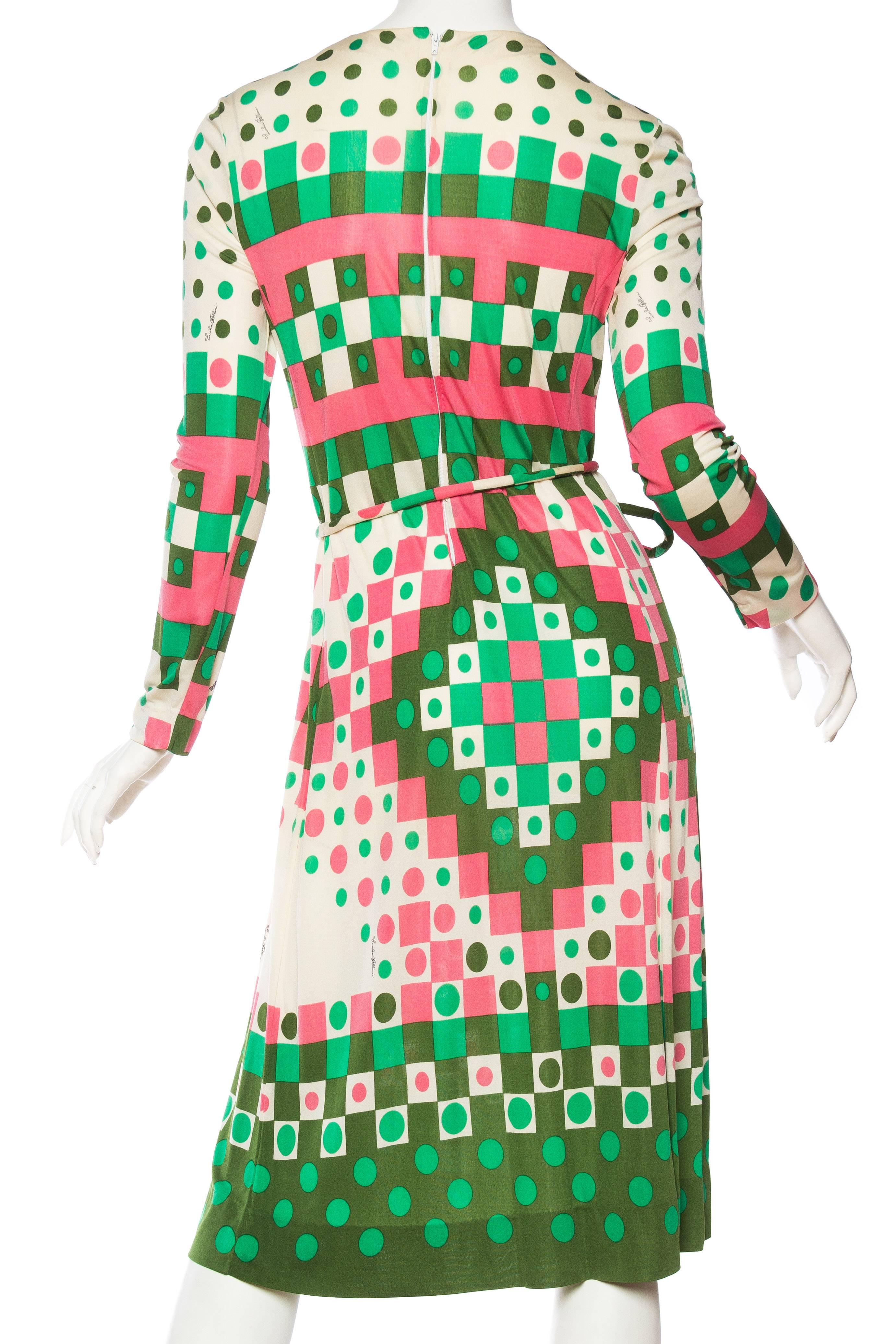 Beige 1960s Mod Emilia Bellini Lightweight Silk Jersey Dress