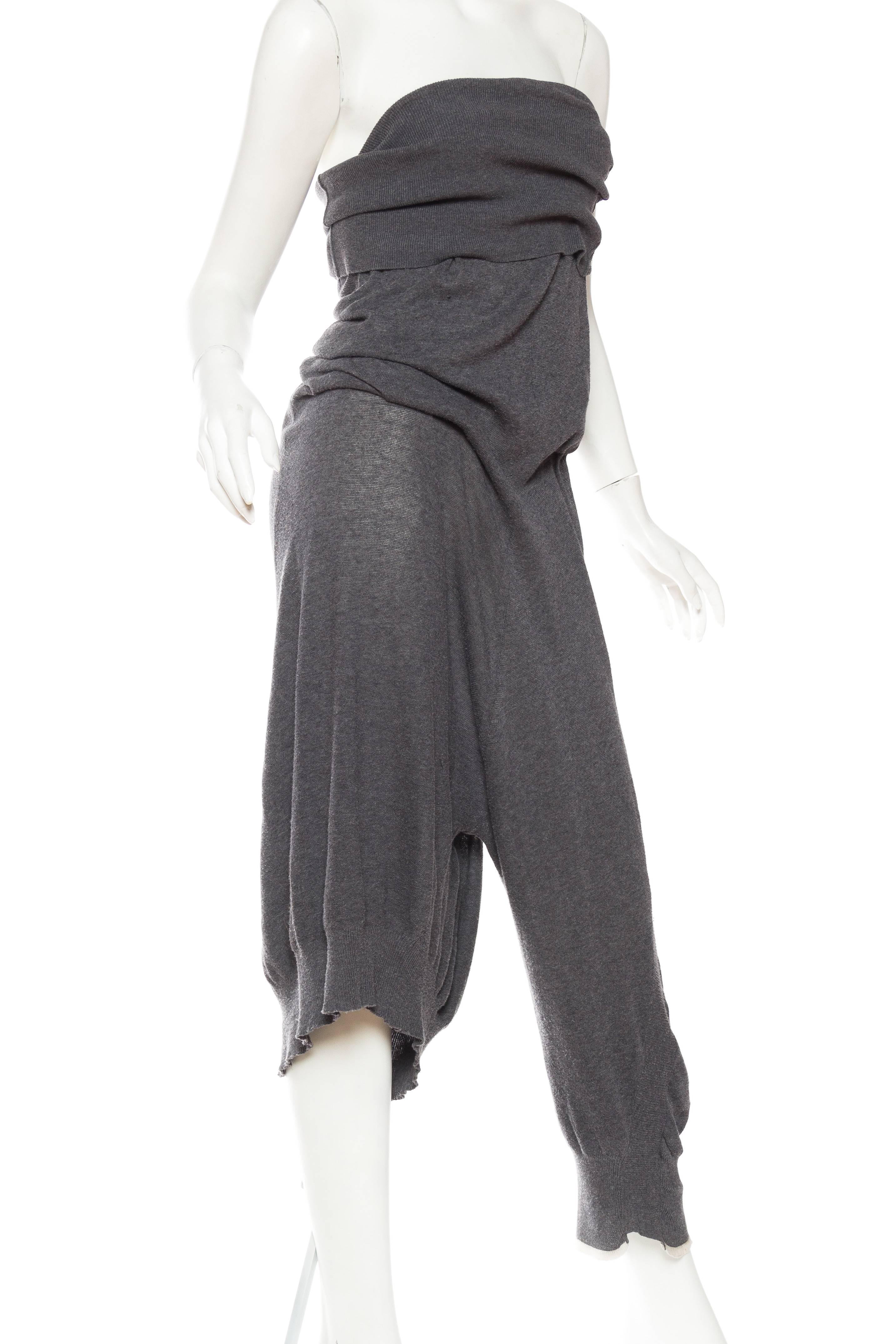 Yohji Yammamoto Asymmetrical Knit Jumpsuit Pants In Good Condition In New York, NY