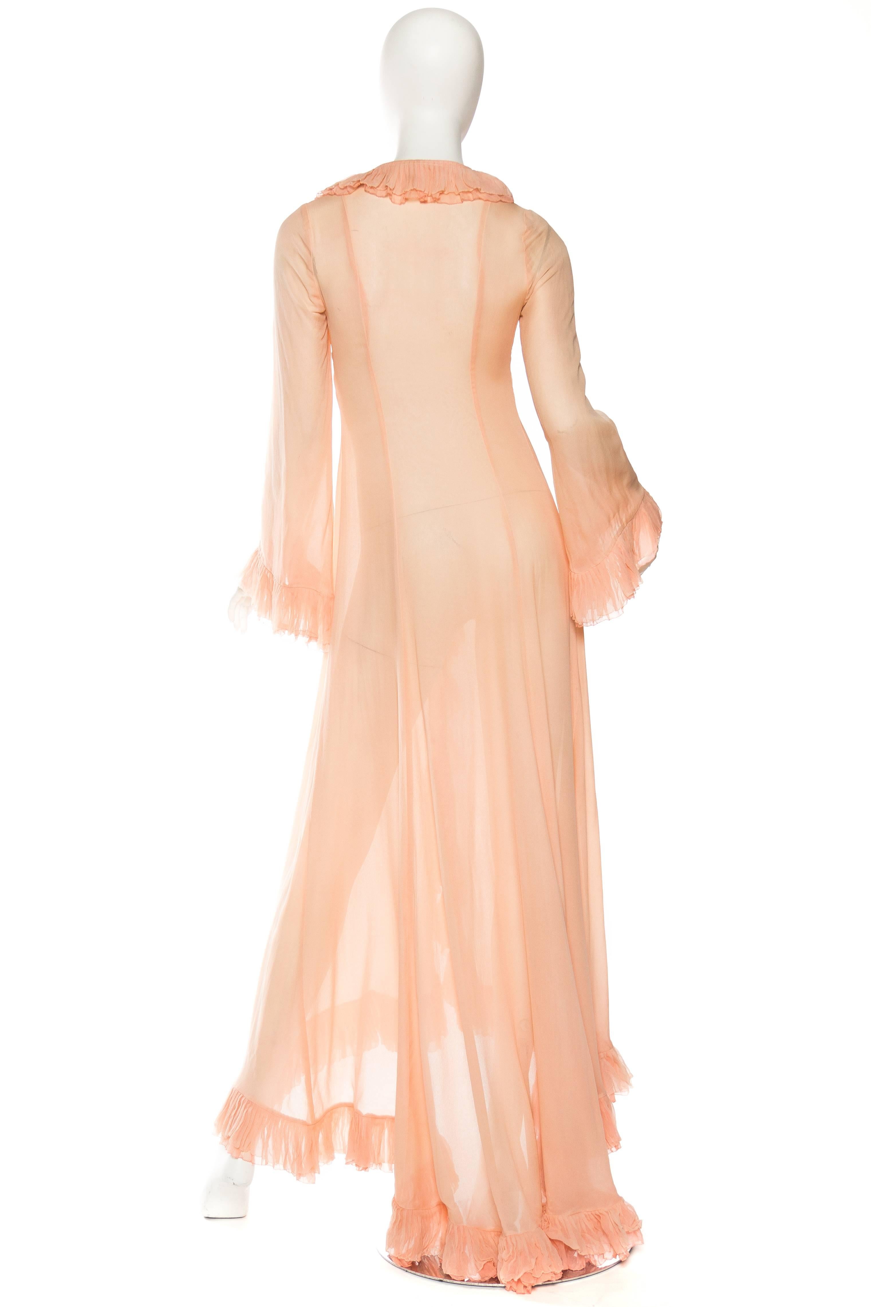 Orange 1960s Sheer Silk Chiffon Robe from Saks Fifth Avenue