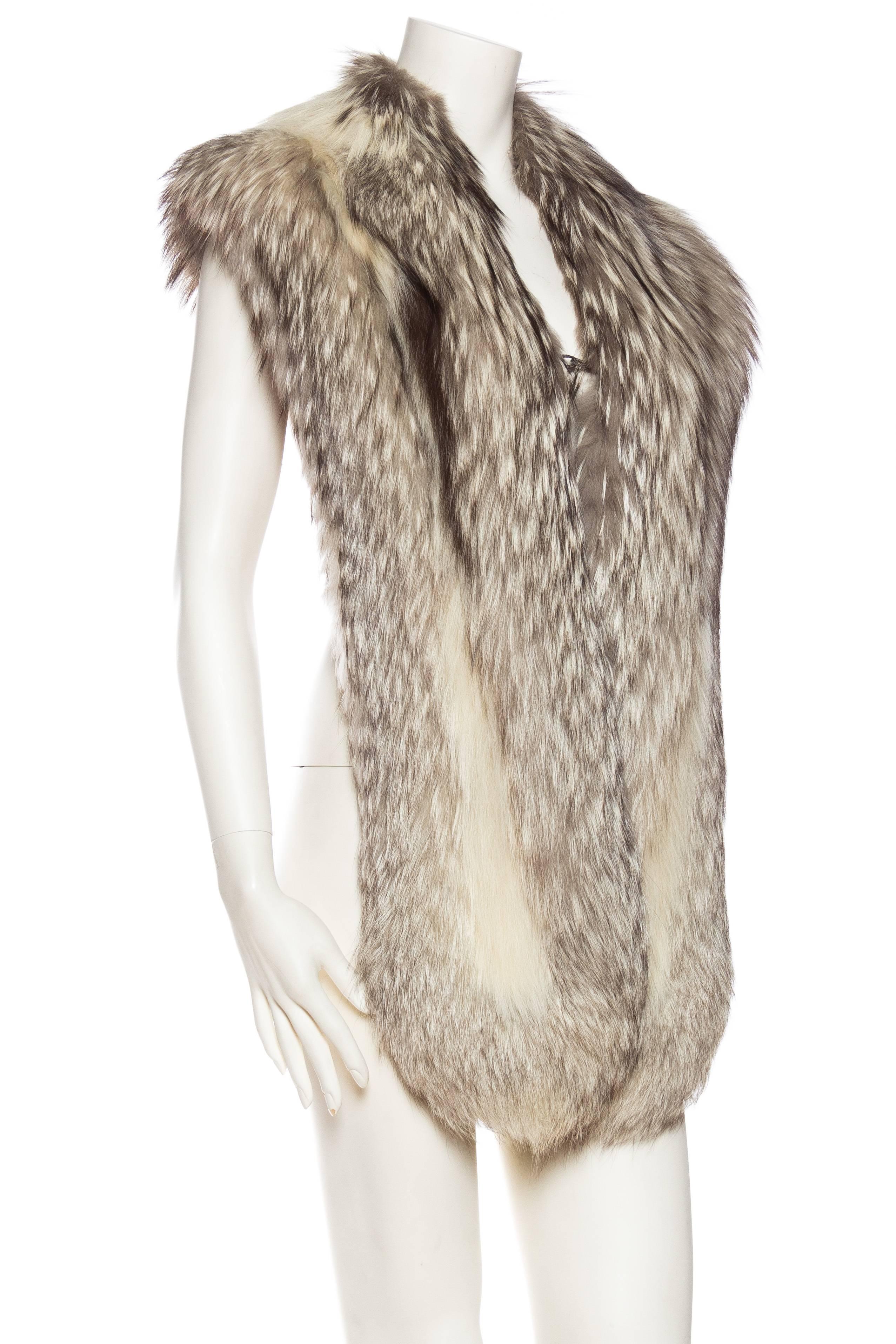 Women's or Men's 1980S Silver Fox Fur Stole Scarf