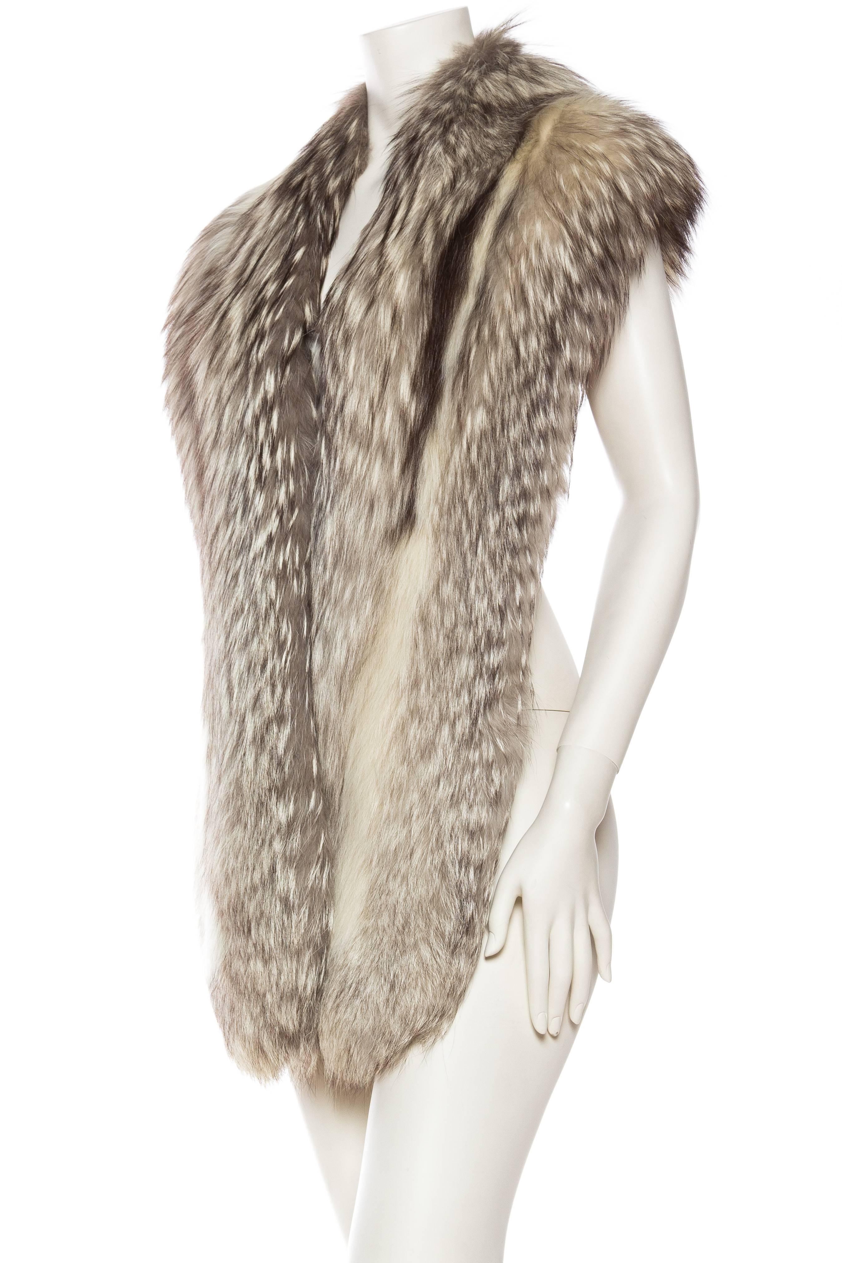 1980S Silver Fox Fur Stole Scarf 1