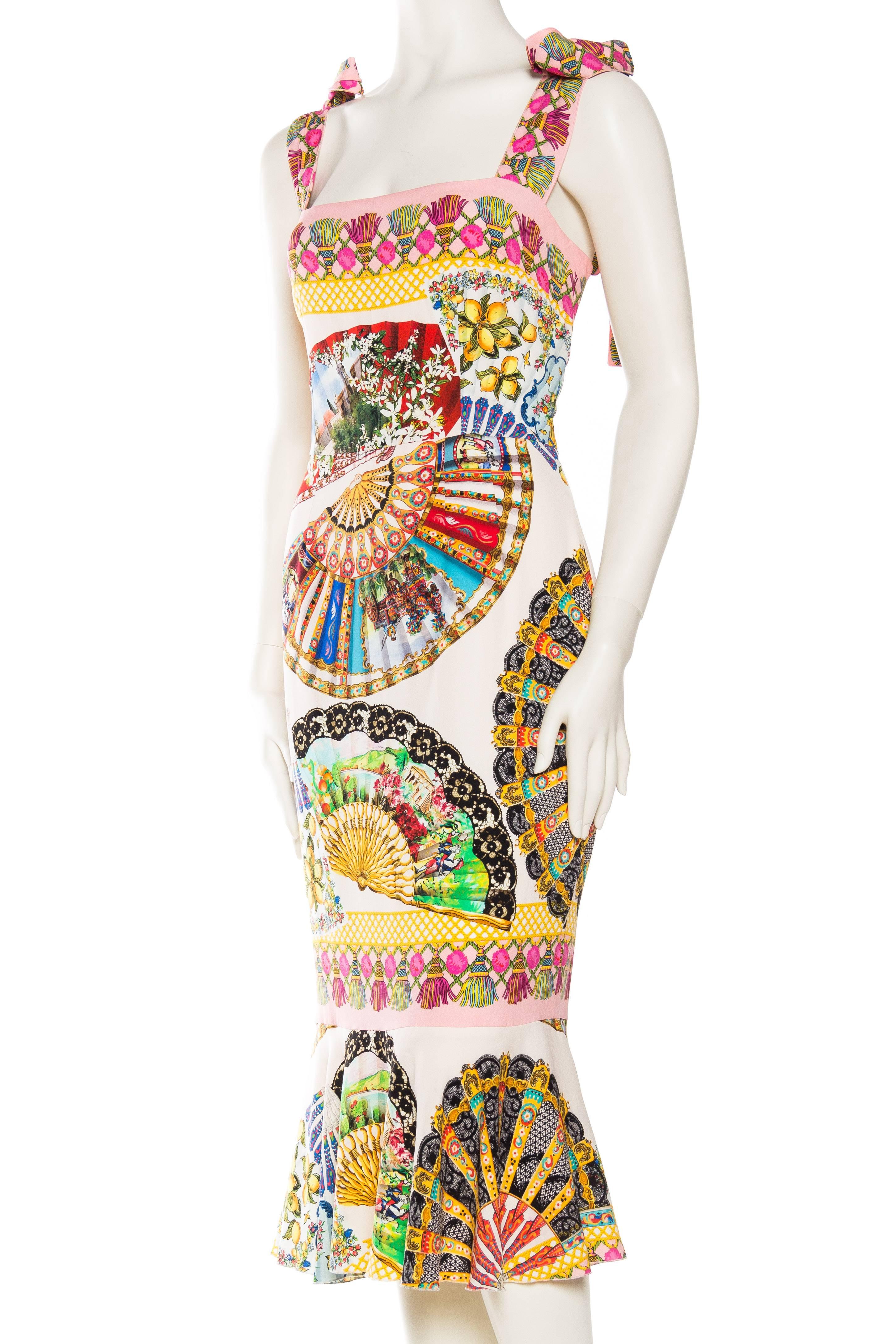 Dolce & Gabbana 1990s Fan Print Dress In Excellent Condition In New York, NY