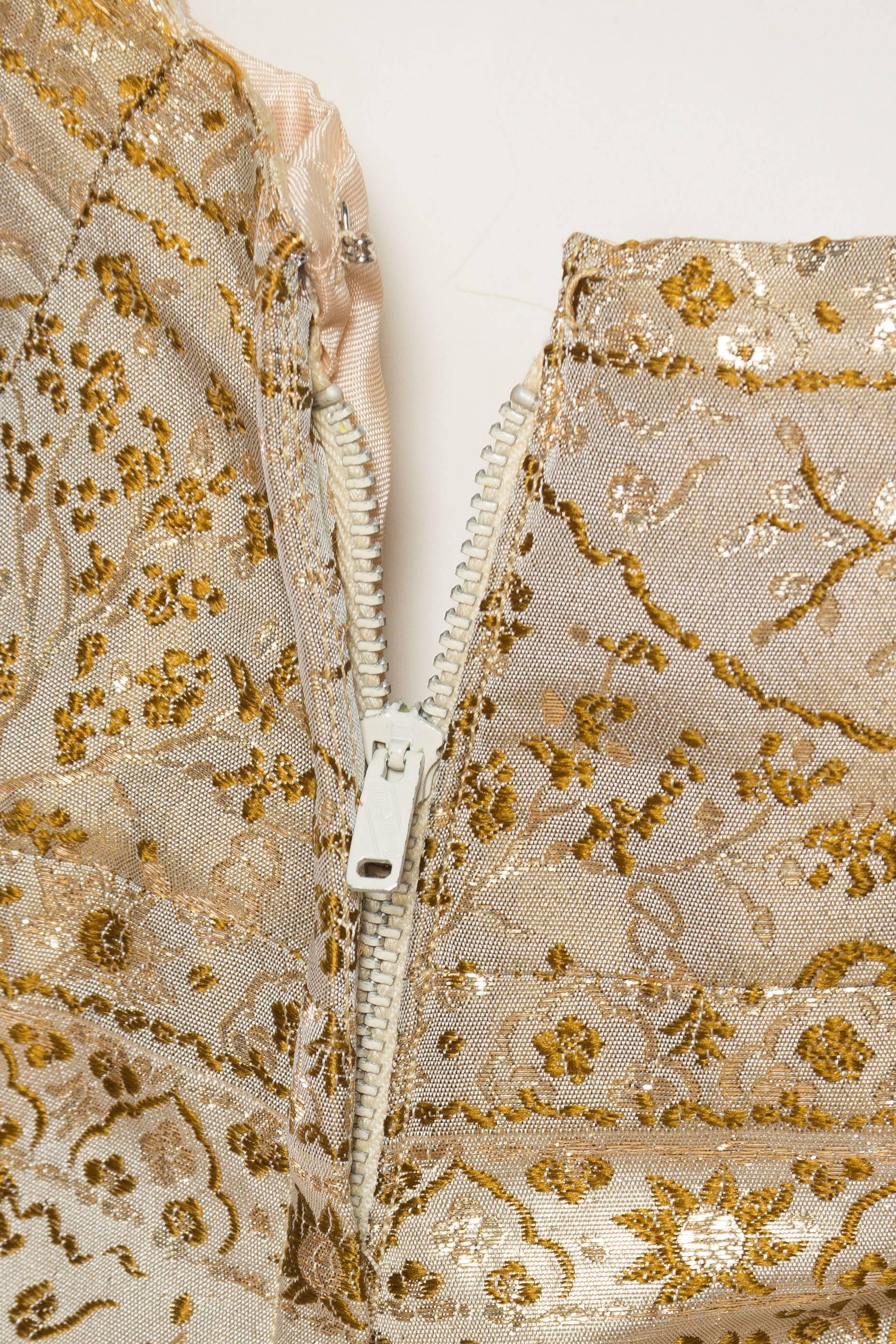 1950S FRANK STARR Champagne & Gold Silk Lurex Syrian Scenic Jacquard One Should 4