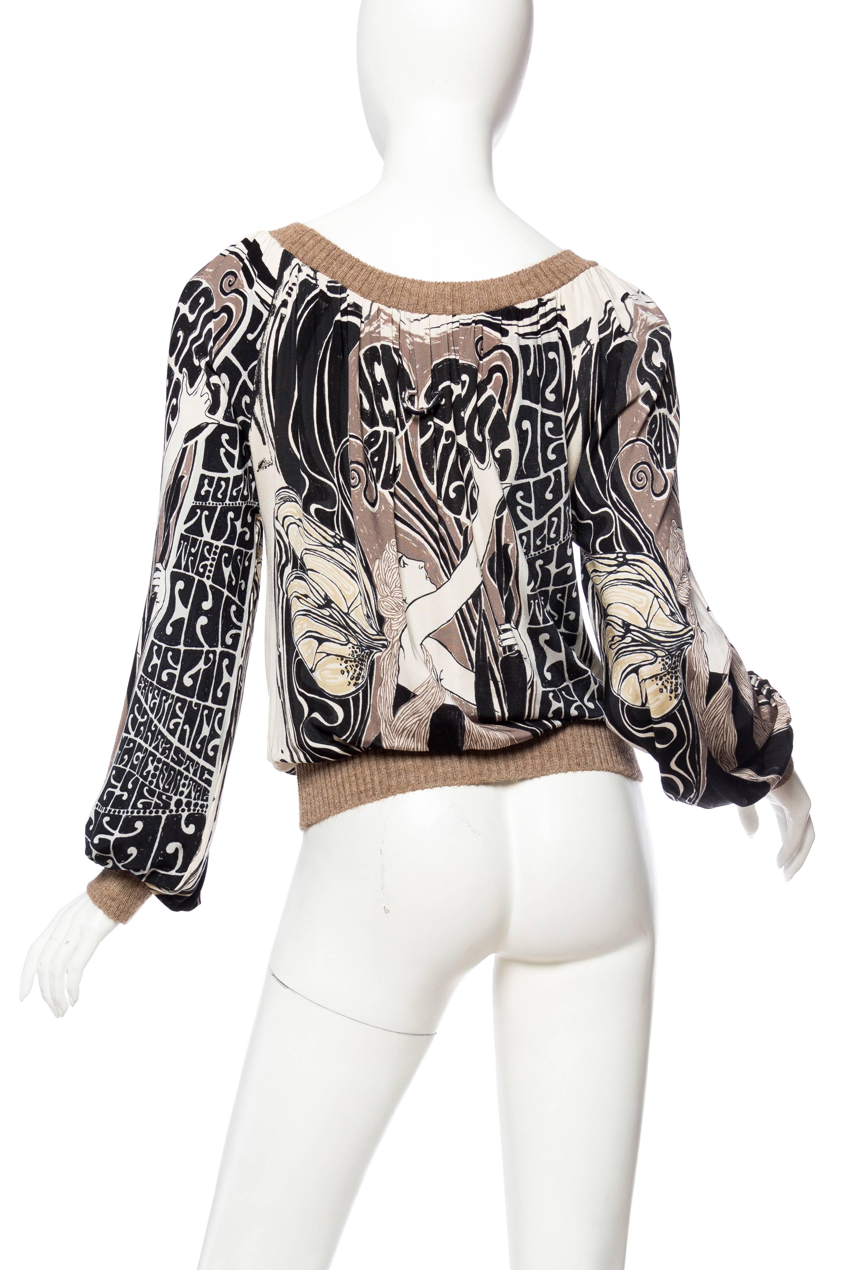Gray Jean Paul Gaultier Mucha Art Nouveau Top