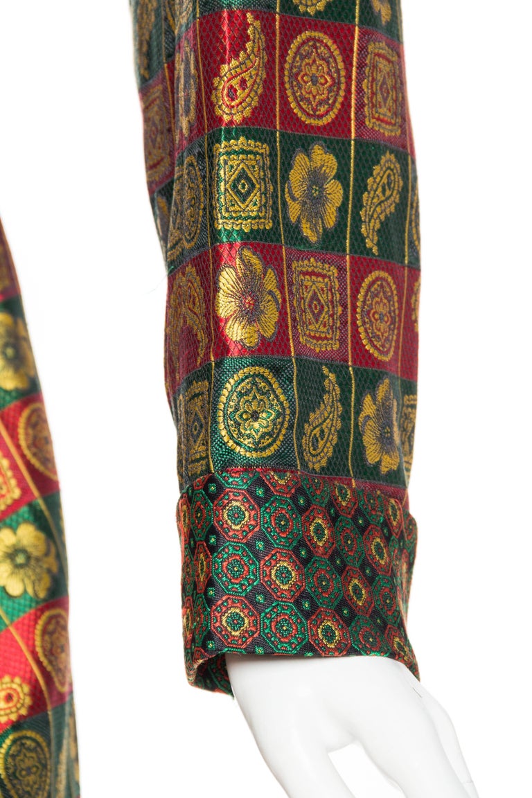 1980S YVES SAINT LAURENT Indian Silk Brocade Coat For Sale 5