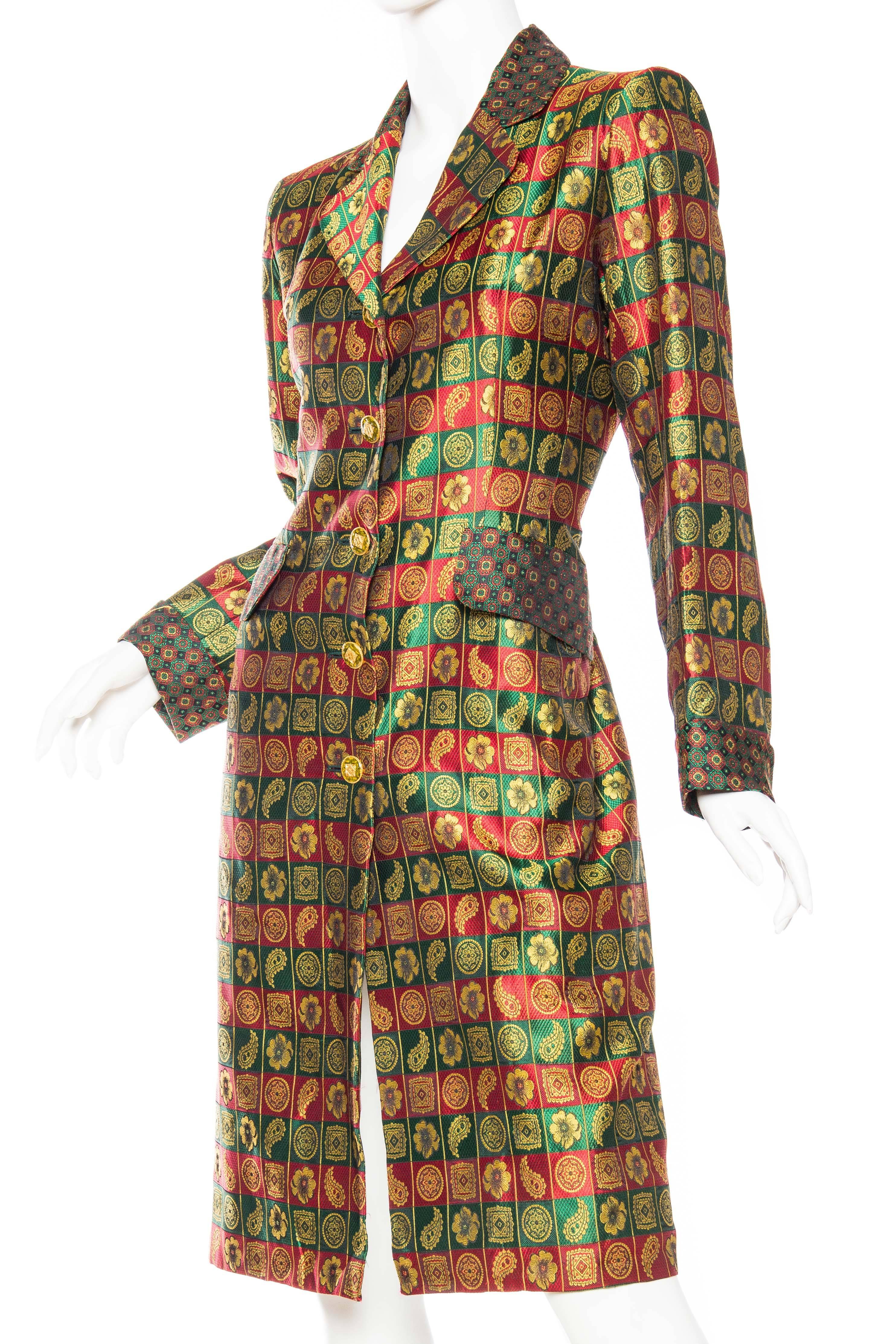 1980S YVES SAINT LAURENT Indian Silk Brocade Coat For Sale 1