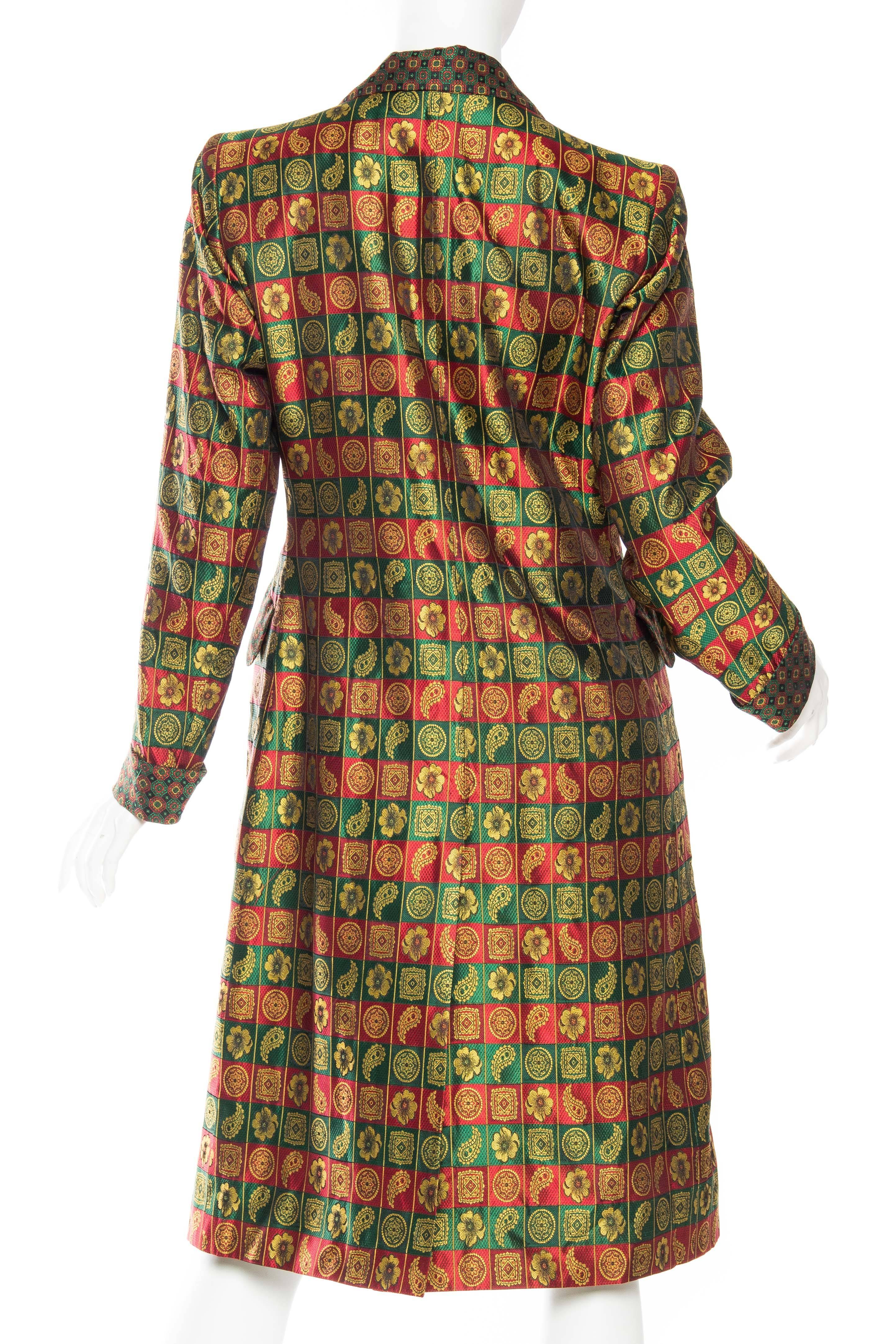 1980S YVES SAINT LAURENT Indian Silk Brocade Coat For Sale 2