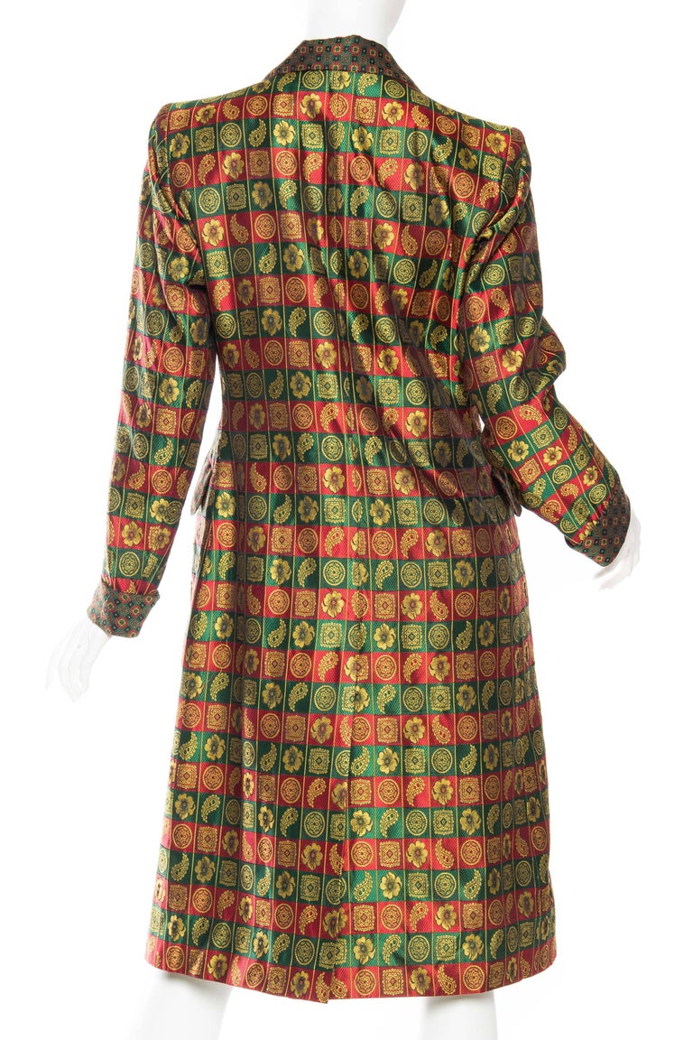 1980S YVES SAINT LAURENT Indian Silk Brocade Coat For Sale 3