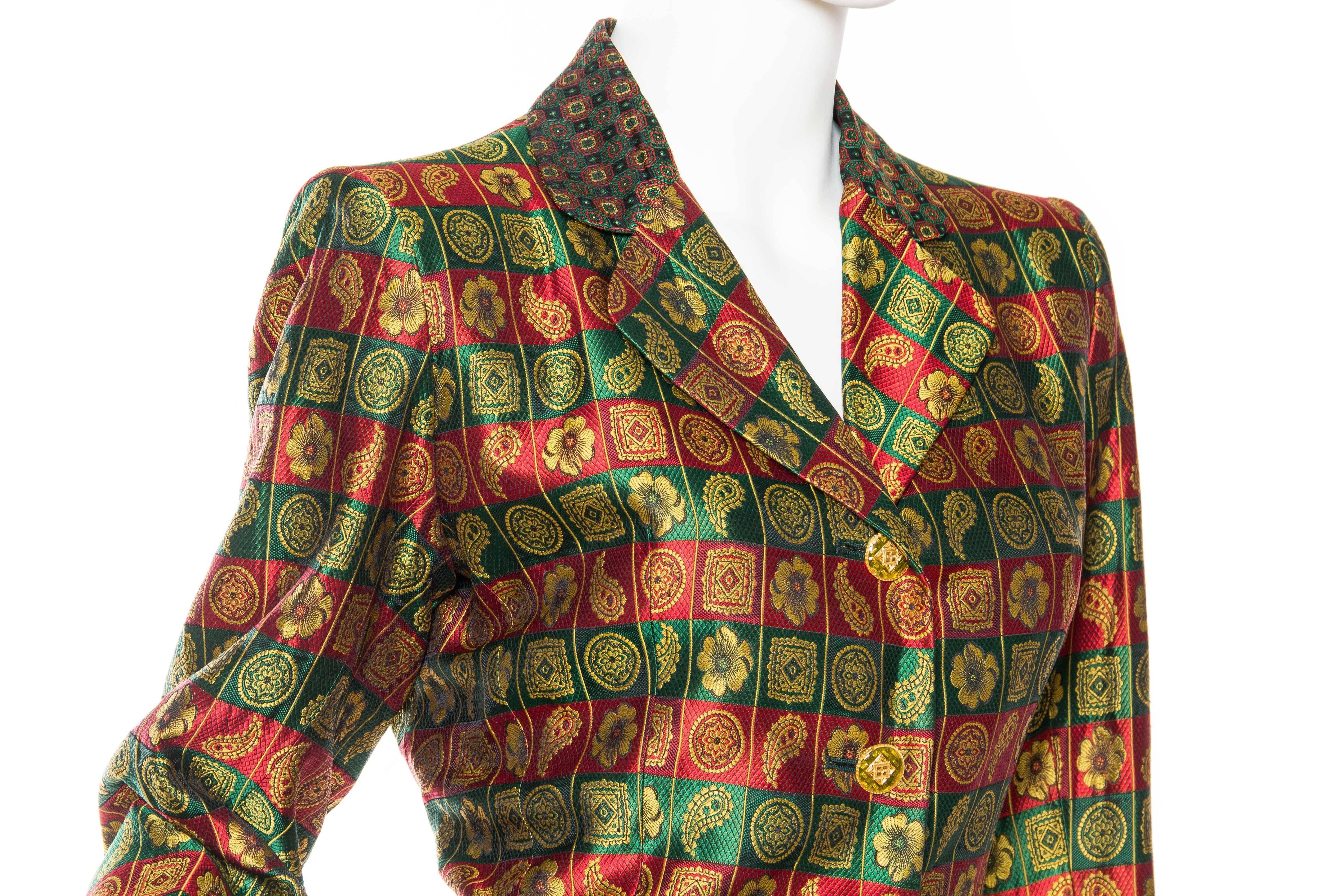 1980S YVES SAINT LAURENT Indian Silk Brocade Coat For Sale 3