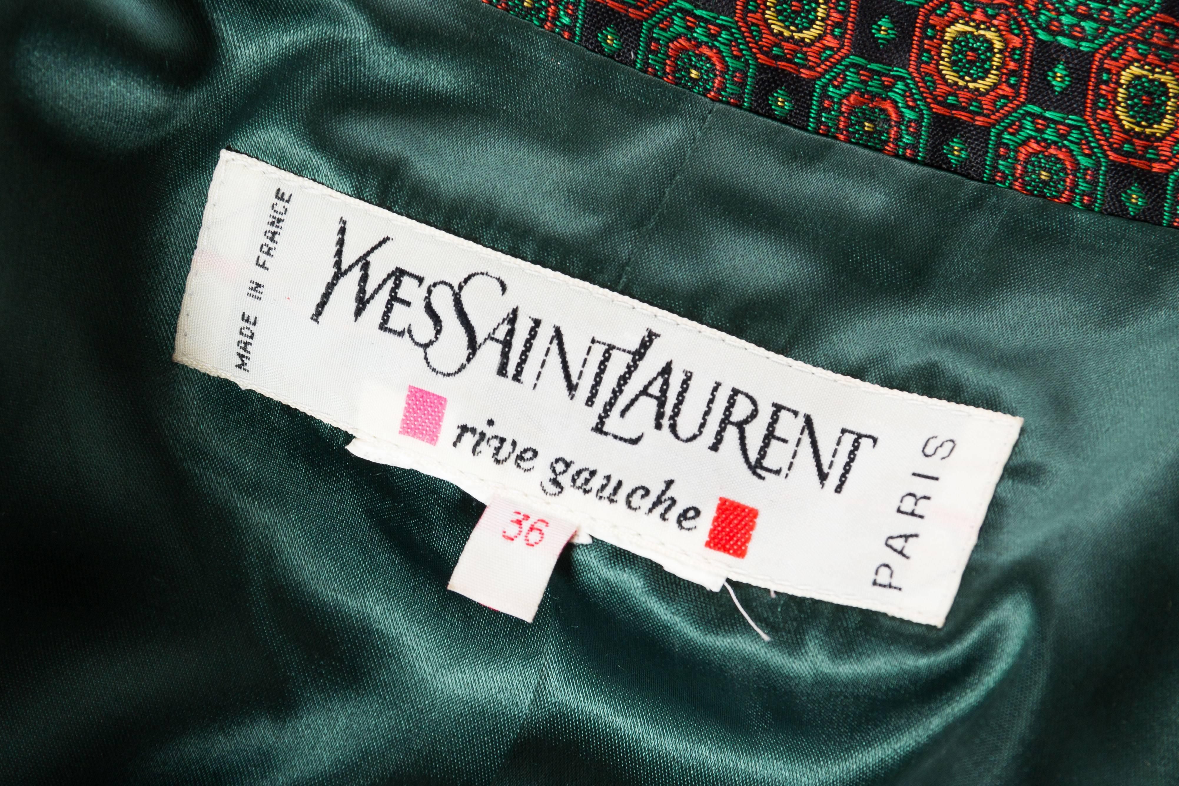 1980S YVES SAINT LAURENT Indian Silk Brocade Coat For Sale 5