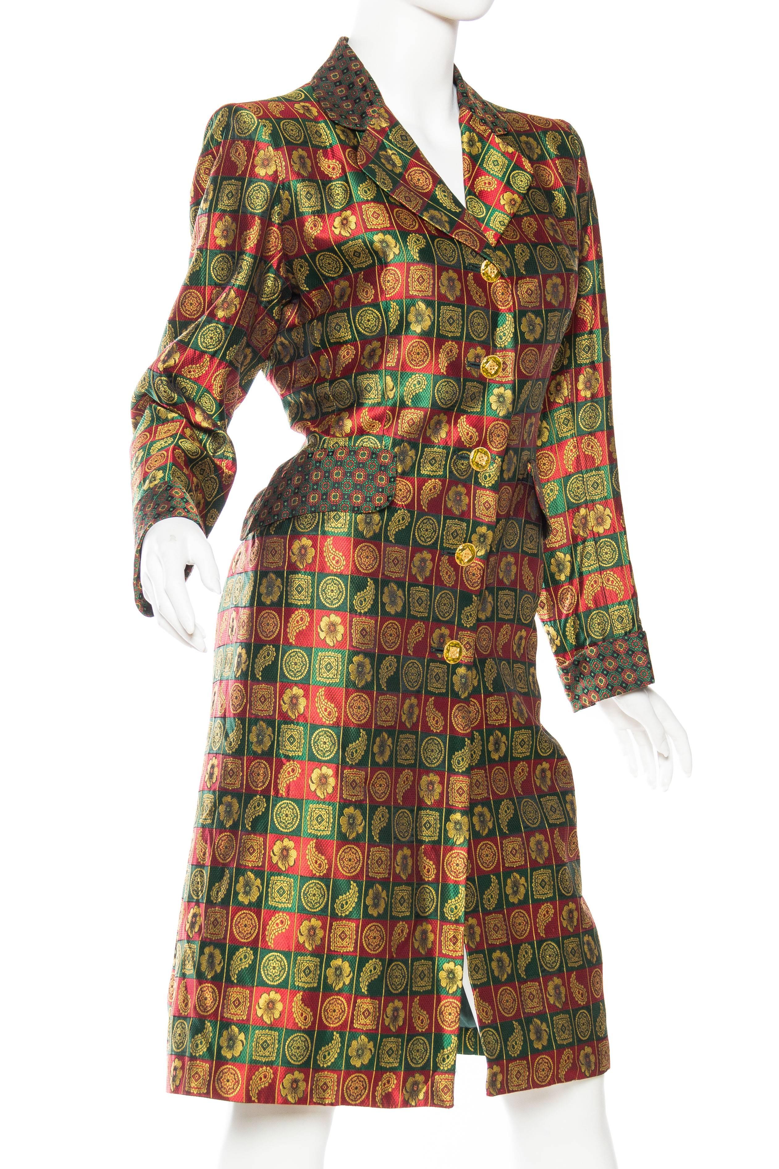 Women's 1980S YVES SAINT LAURENT Indian Silk Brocade Coat For Sale