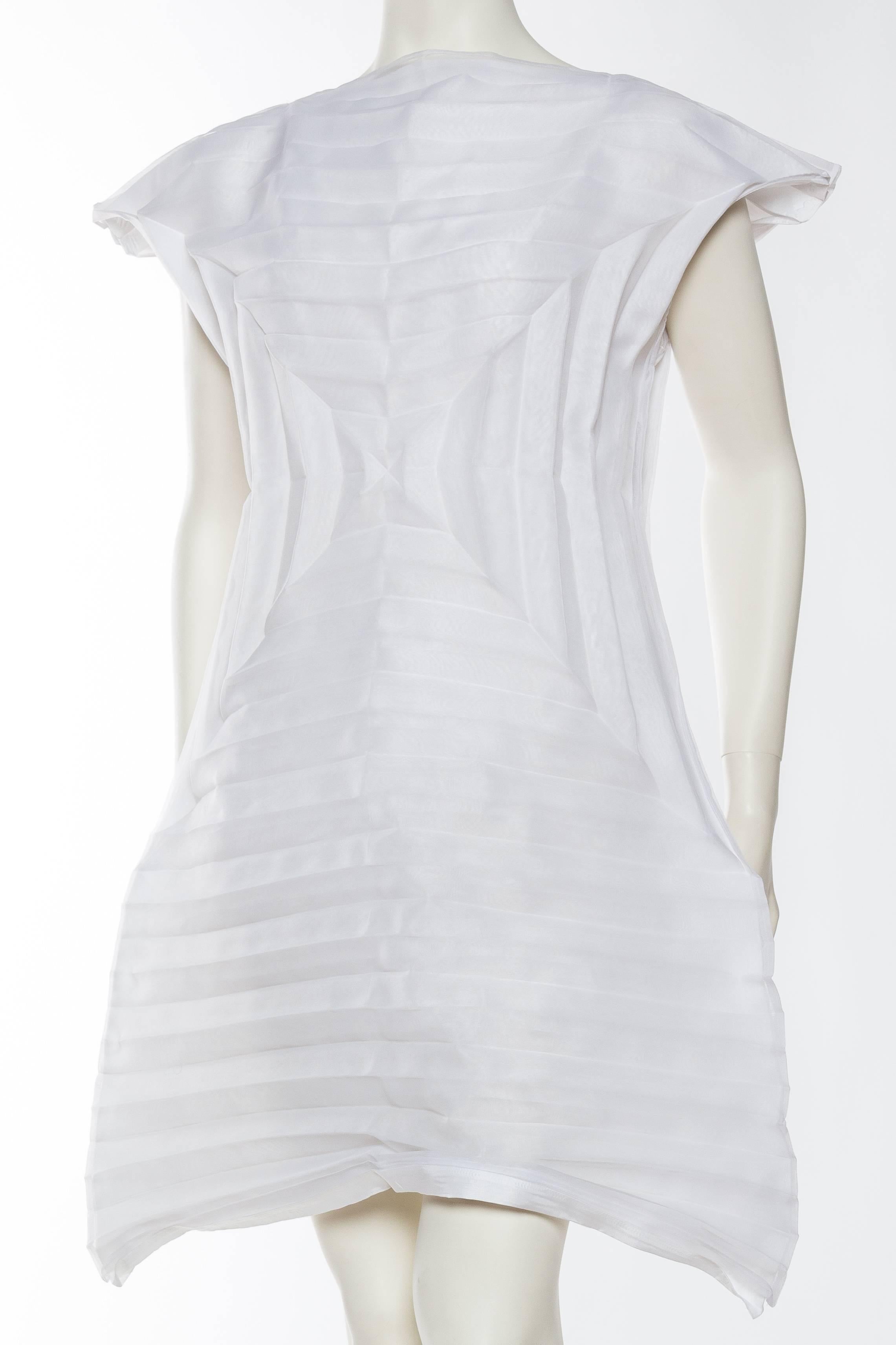 Gray Issey Miyake Pleated Organza Dress