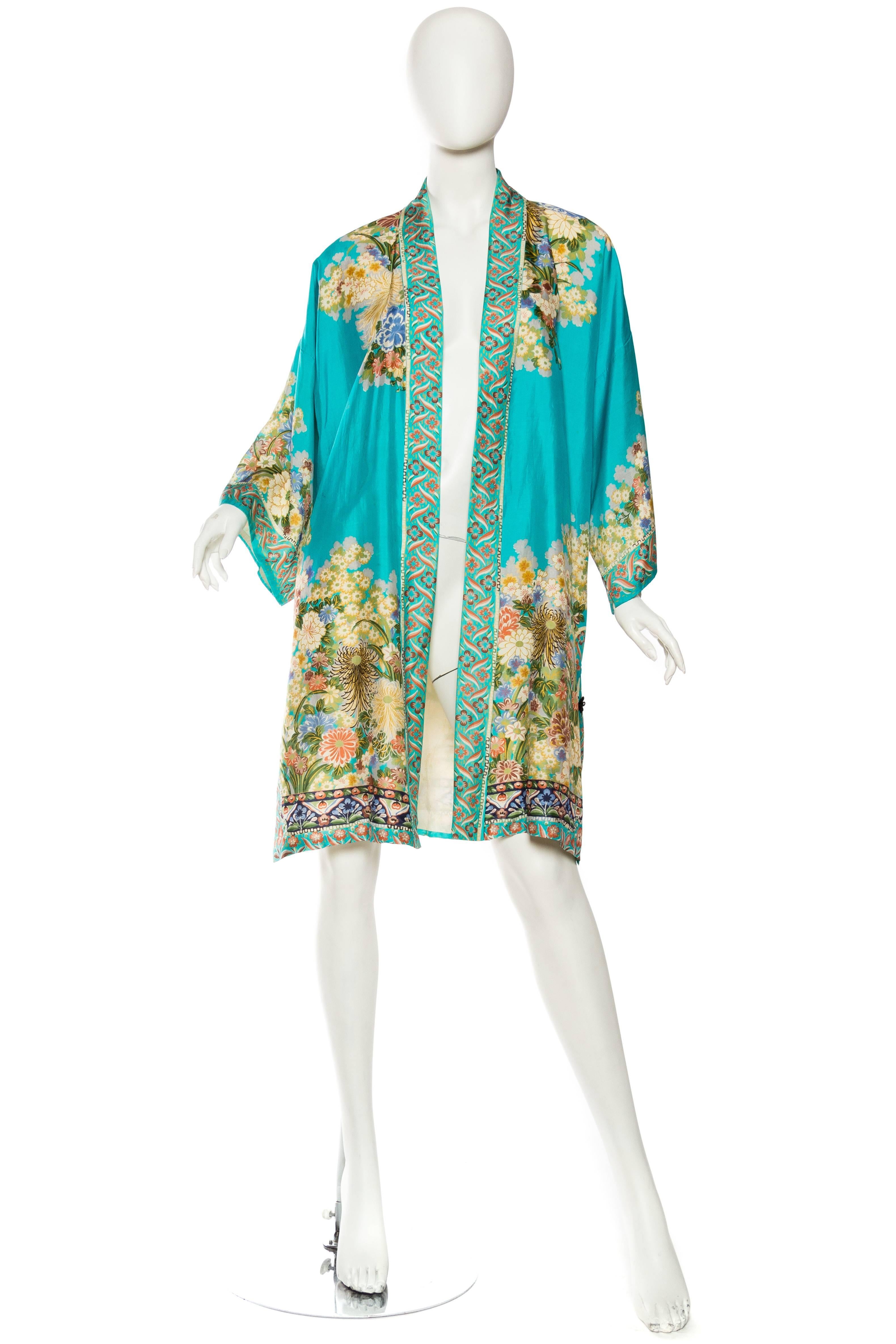 Lightweight Japanese Silk Floral Kimono, fully lined in silk. 