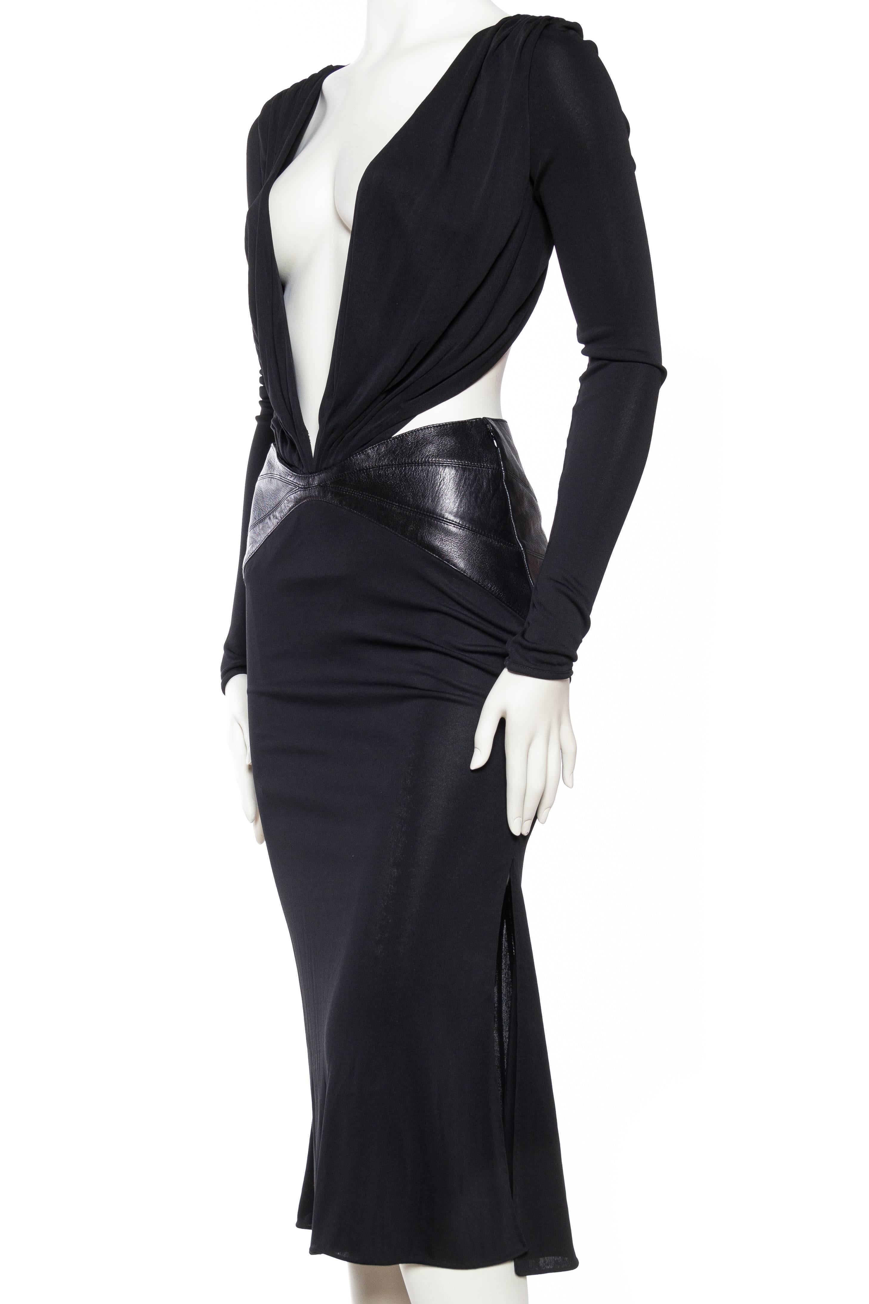 Gianni Versace Leather and Jersey Dress In Excellent Condition In New York, NY