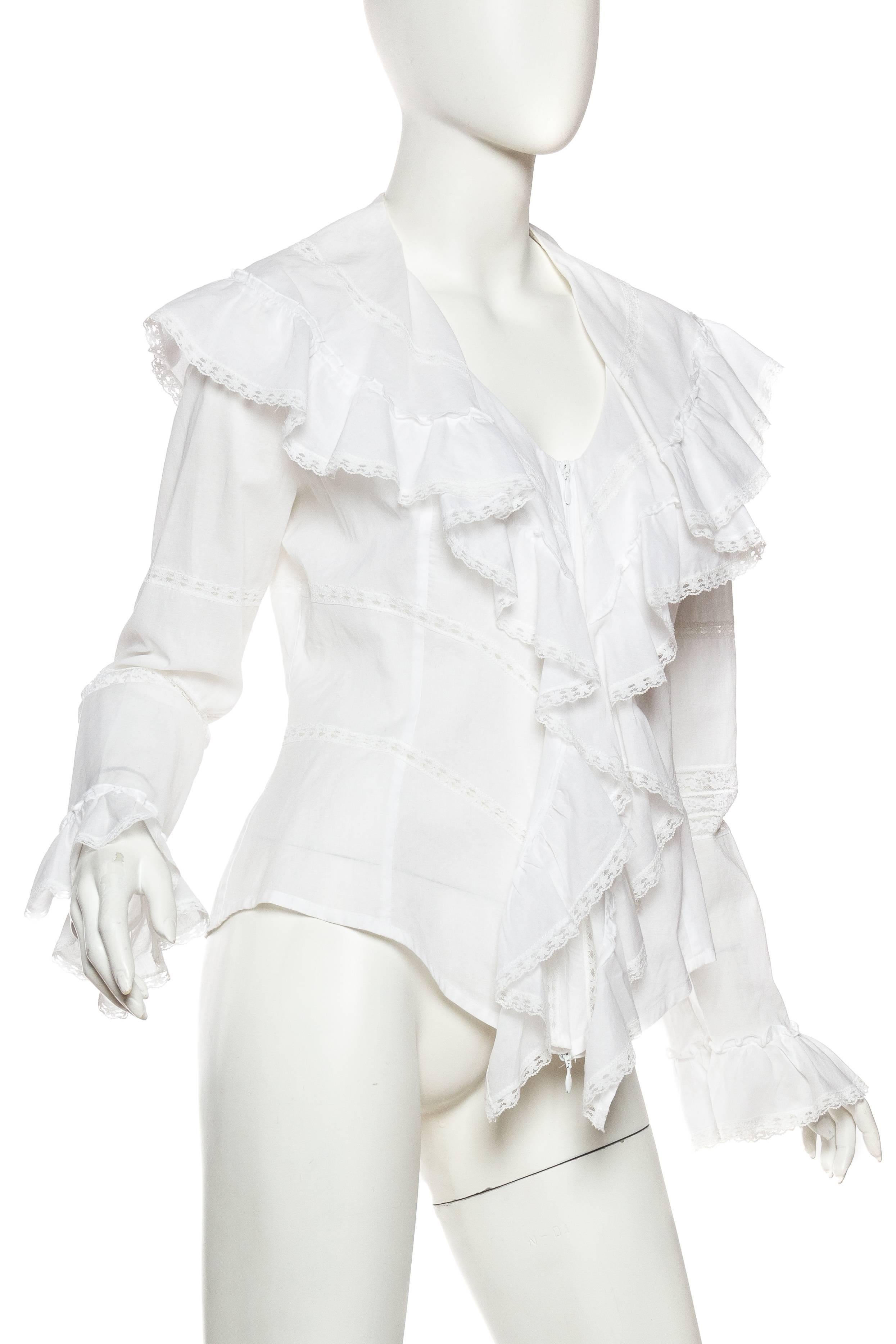 white lace ruffle blouse