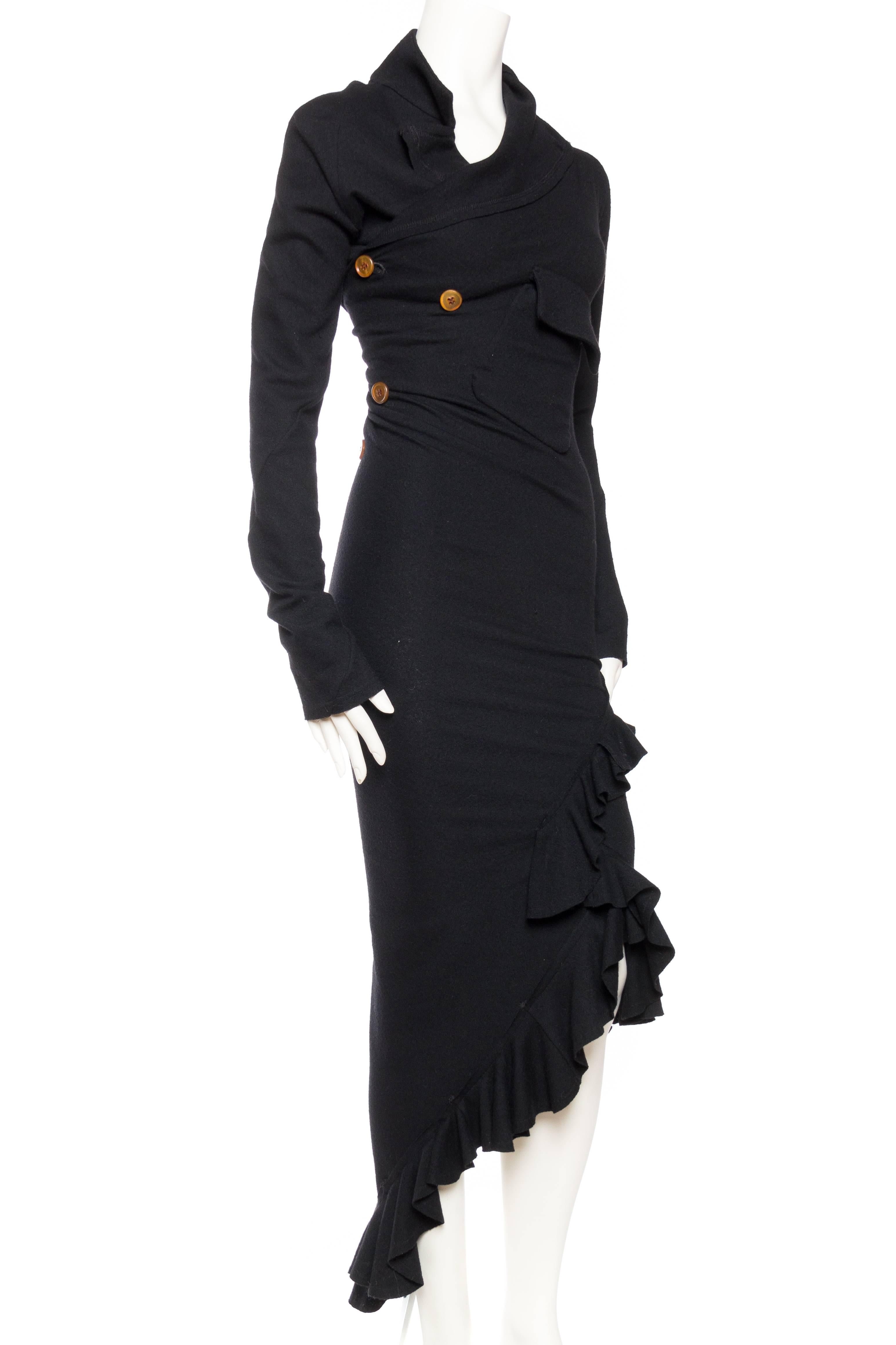 Black 1990s Comme des Garcons Wool Jersey Dress
