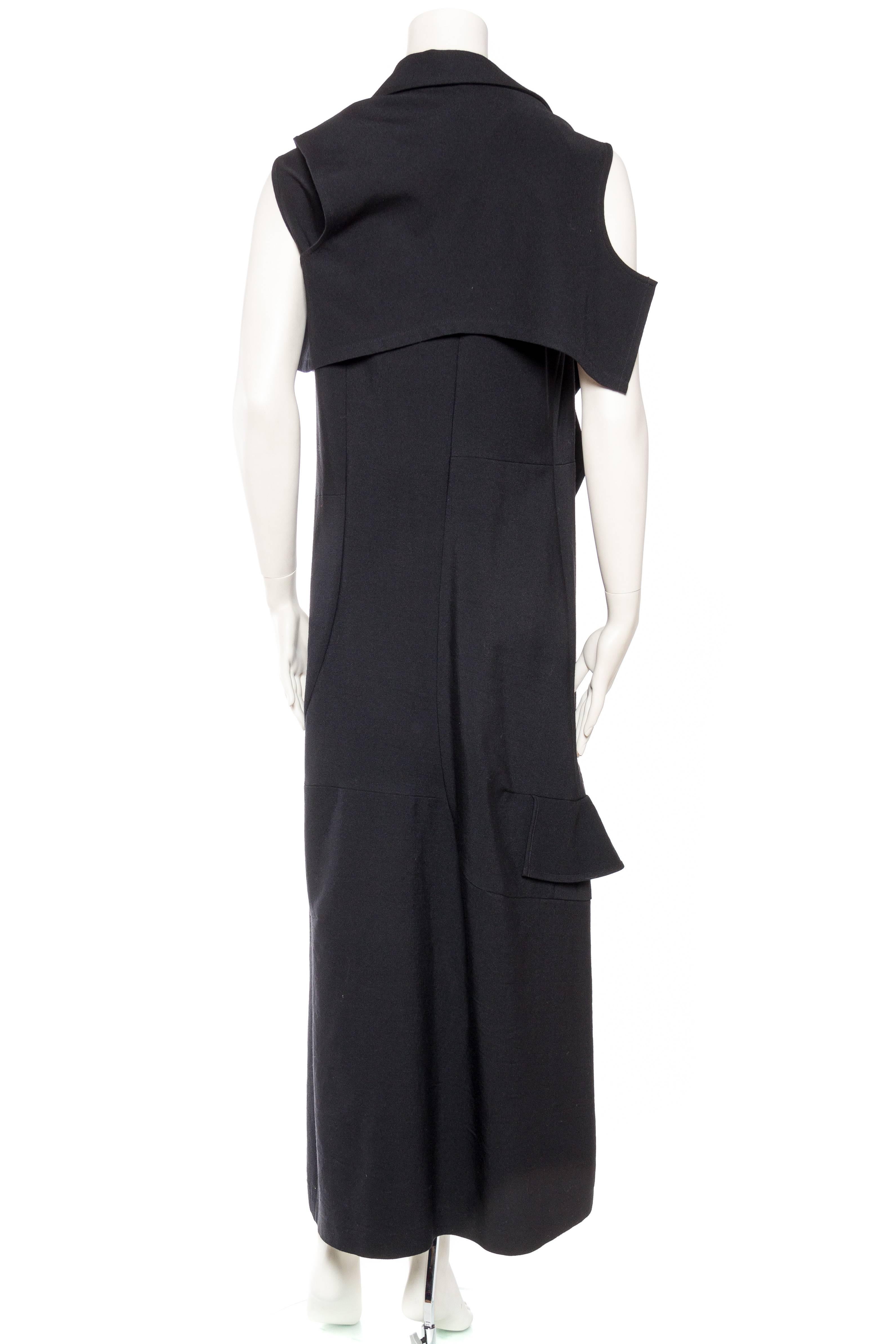 1990S COMME DES GARCONS Black Wool Deconstructed Ruffled Dress For Sale 2